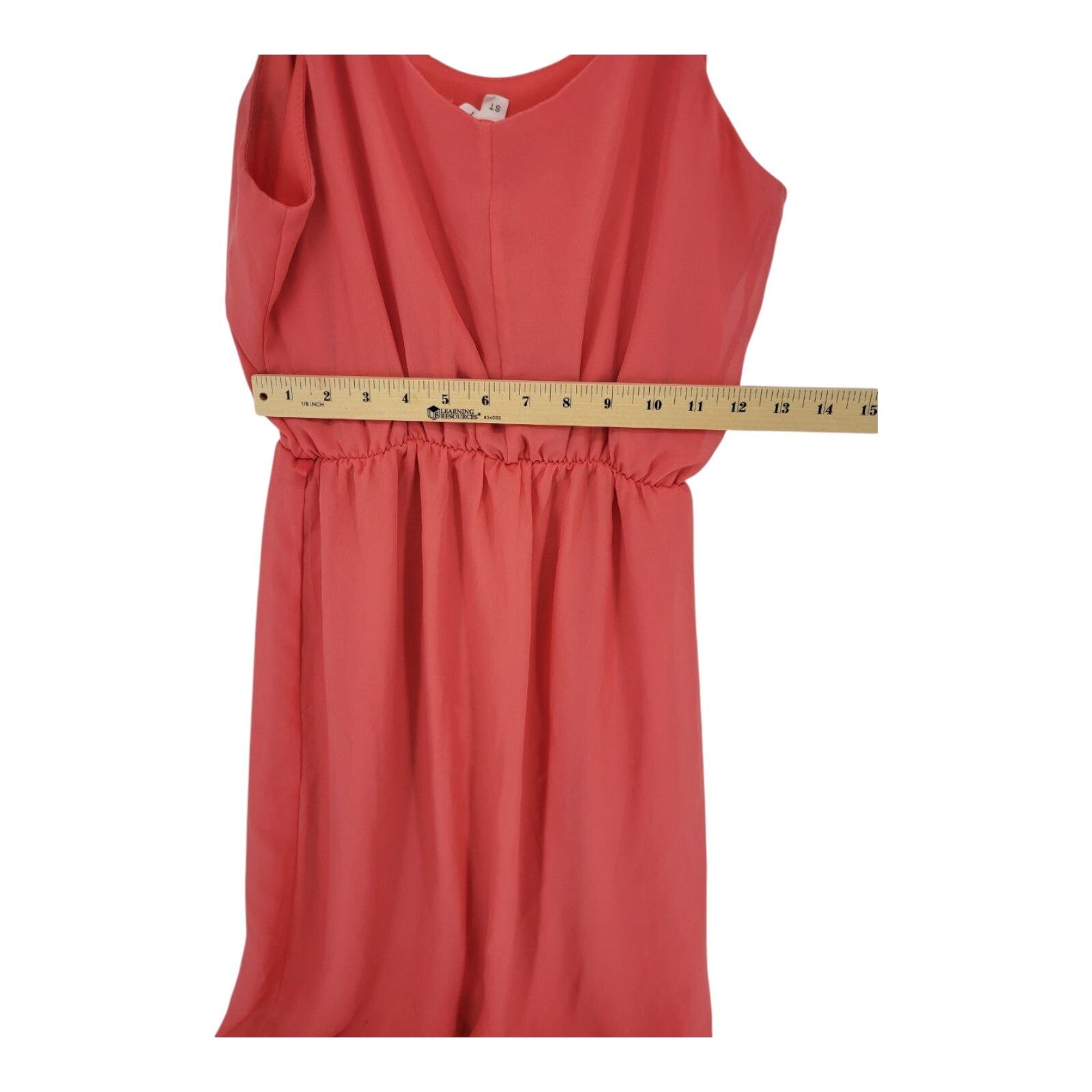 Bhoney Coral Maxi Dress Sleeveless Spaghetti Strap Elastic Waist Size Small ST