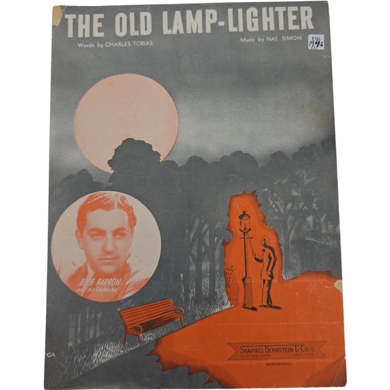 The Old Lamp-Lighter 1946 Sheet Music by Charles Tobias & Nat Simon Blue Barron