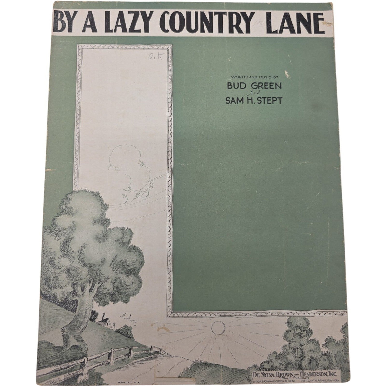 Vintage By A Lazy Country Lane 1931 Sheet Music By Bud Green Sam H Stept