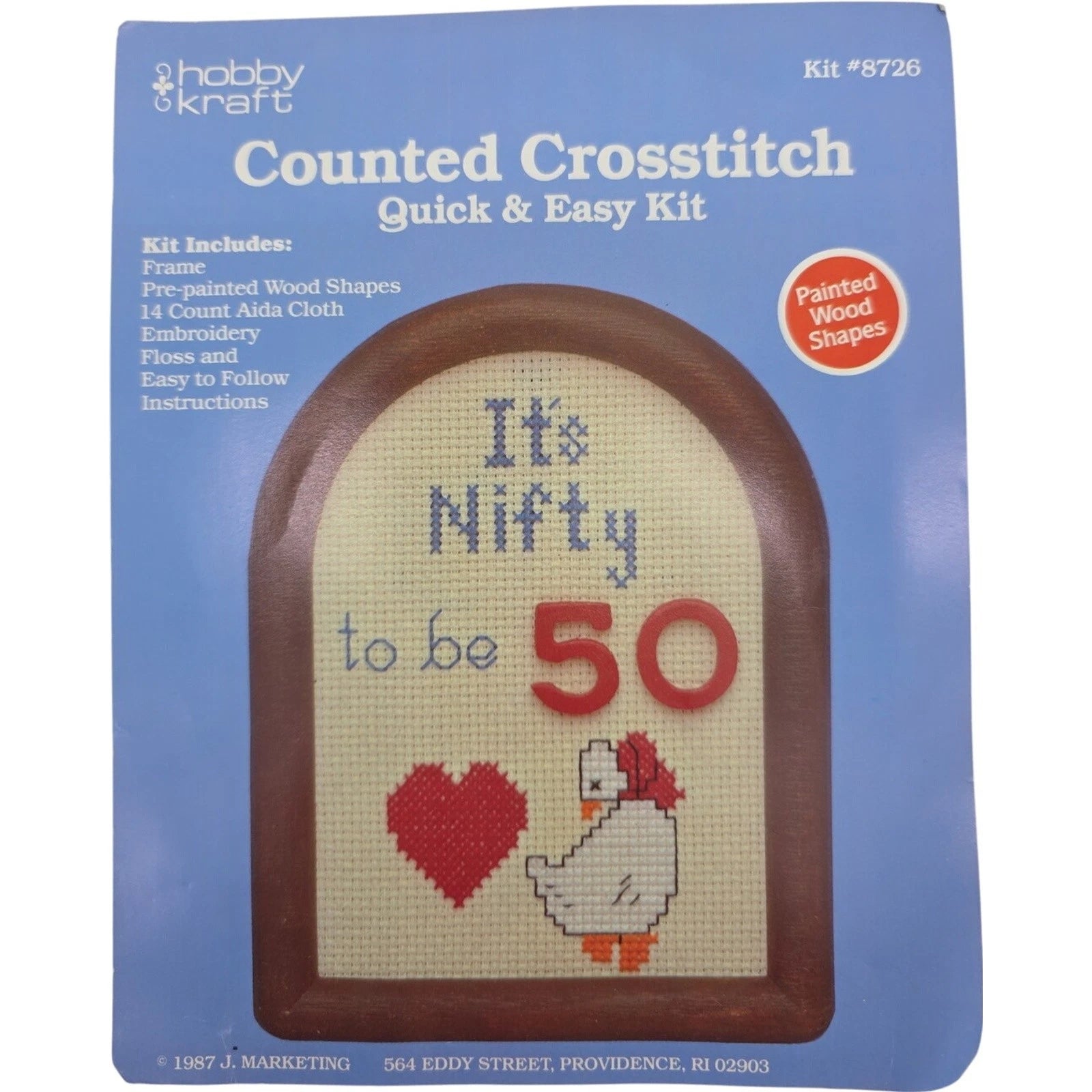 Hobby Kraft Counted Cross Stitch Kit It’s Nifty to Be 50 Frame 1987 Vintage