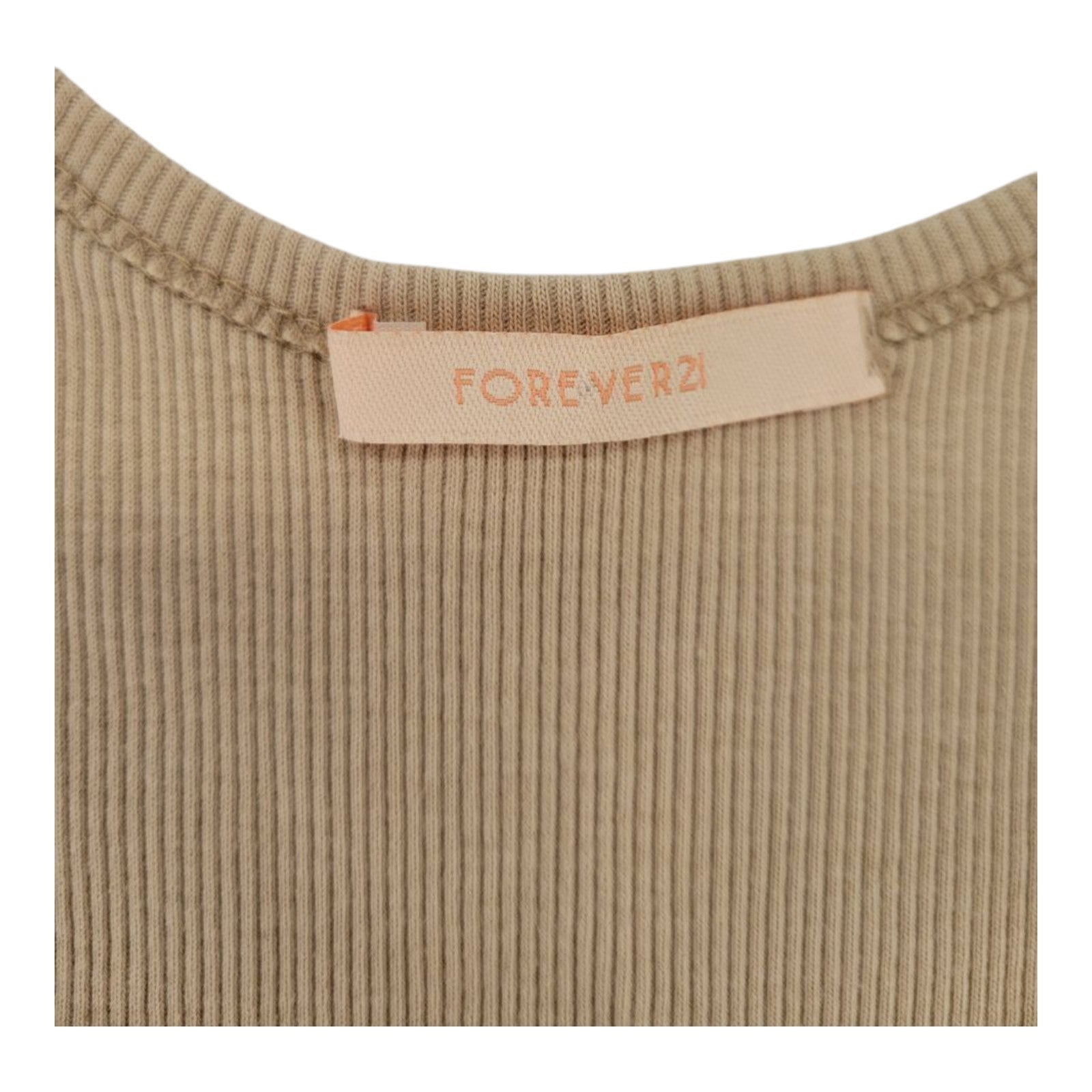 Forever 21 Women's Beige Ribbed Lace-Up Tank Top Sleeveless Fitted Size S