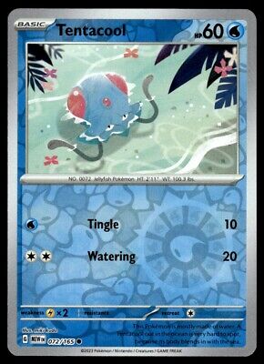 Pokemon 2023 Scarlet & Violet 151 Tentacool Reverse Holo Common #72 Near Mint