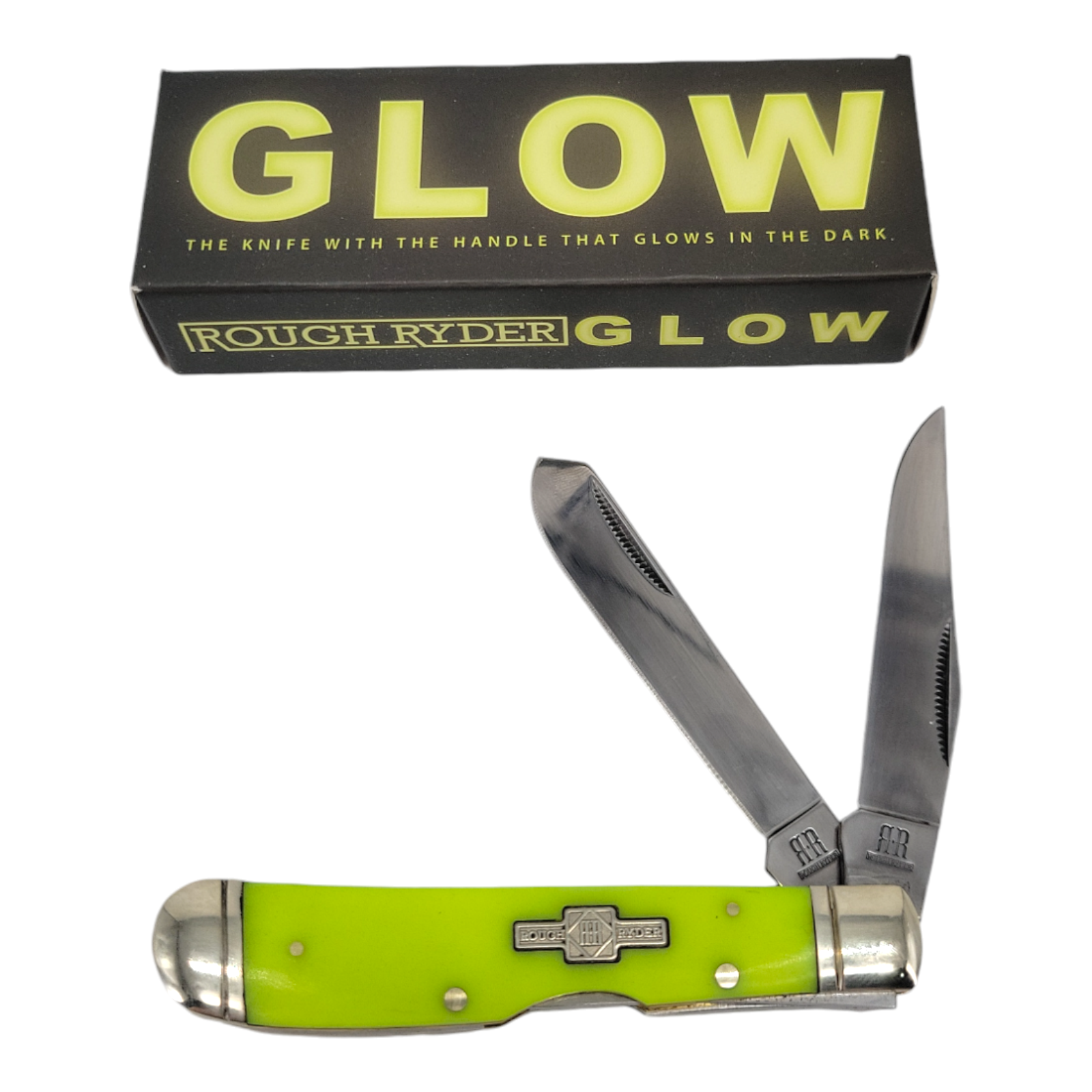 Rough Ryder Moon Glo Lockback Trapper 4" Closed Mirror Finish Stainless Blades