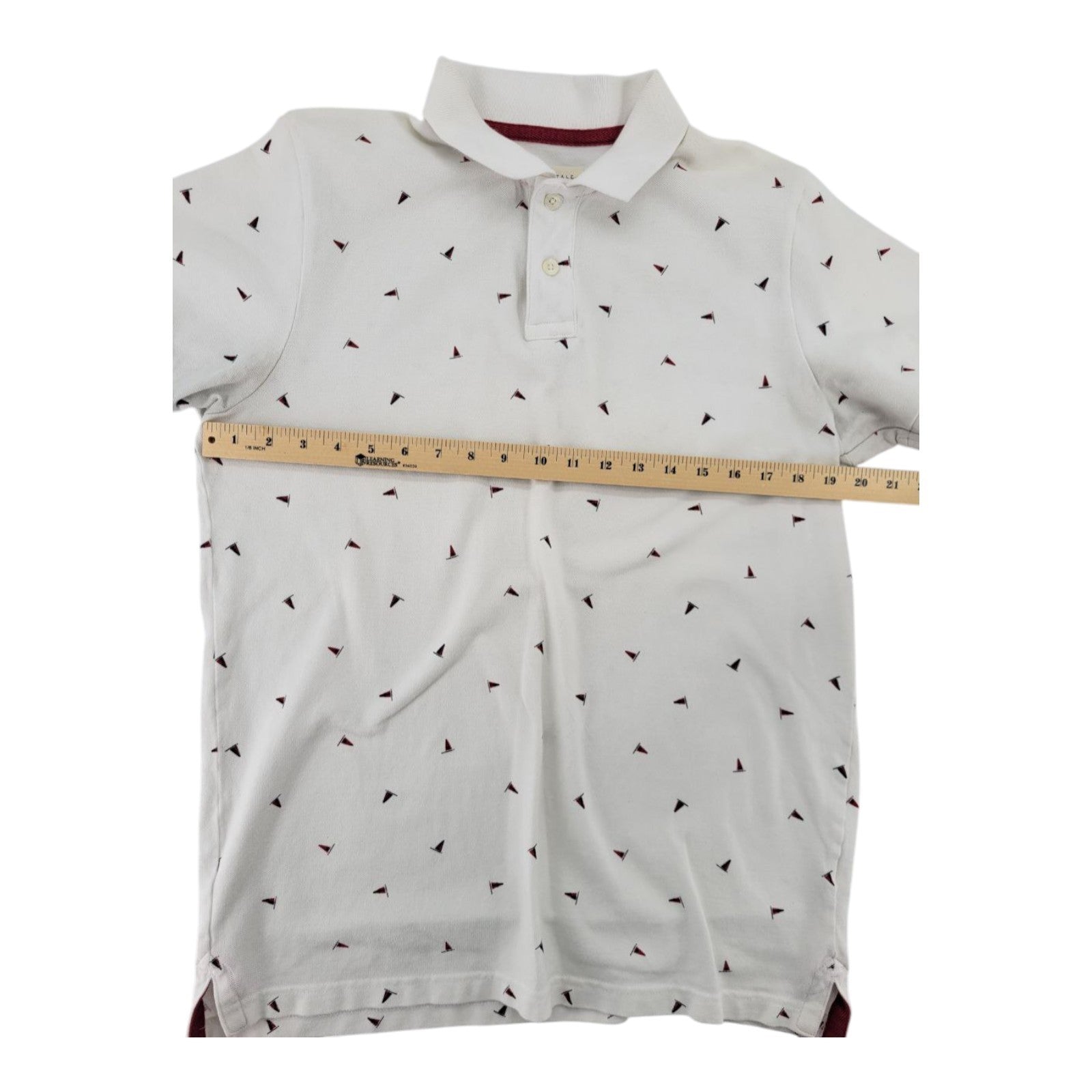 Aeropostale Mens White Nautical Printed Polo Shirt Short Sleeve Casual Size L