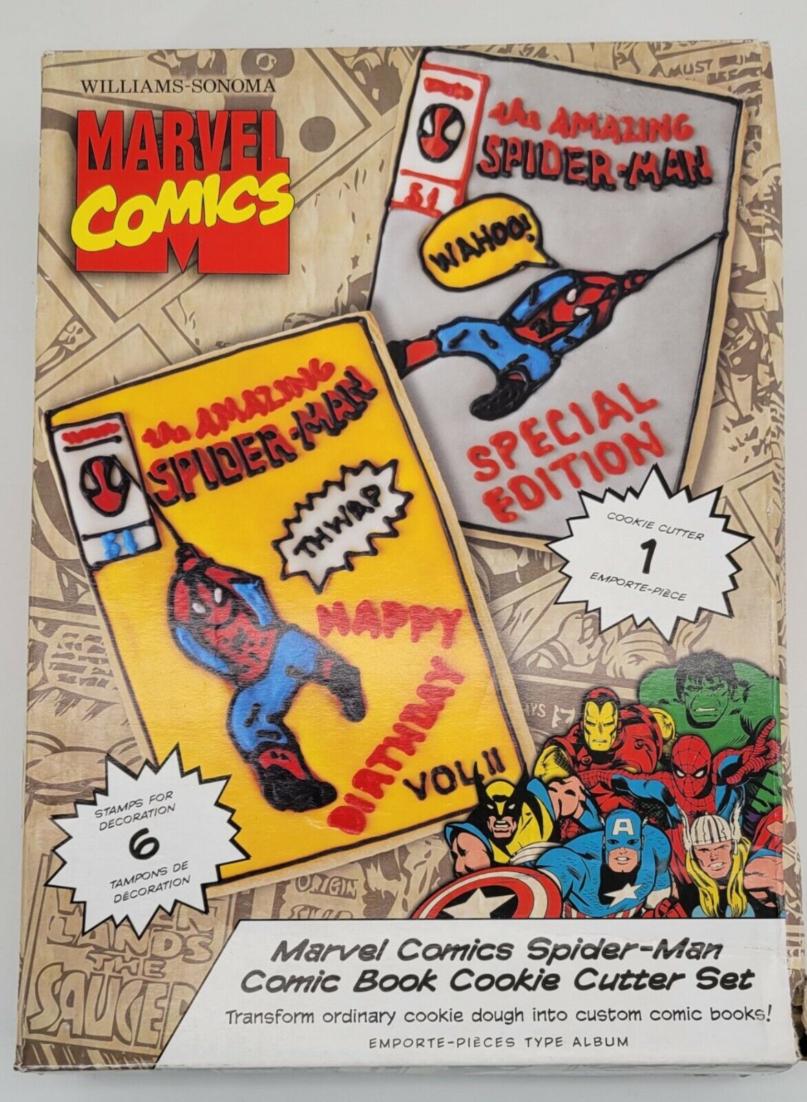 Williams Sonoma Marvel Comics Spider Man Comic Book Cookie Cutter Set