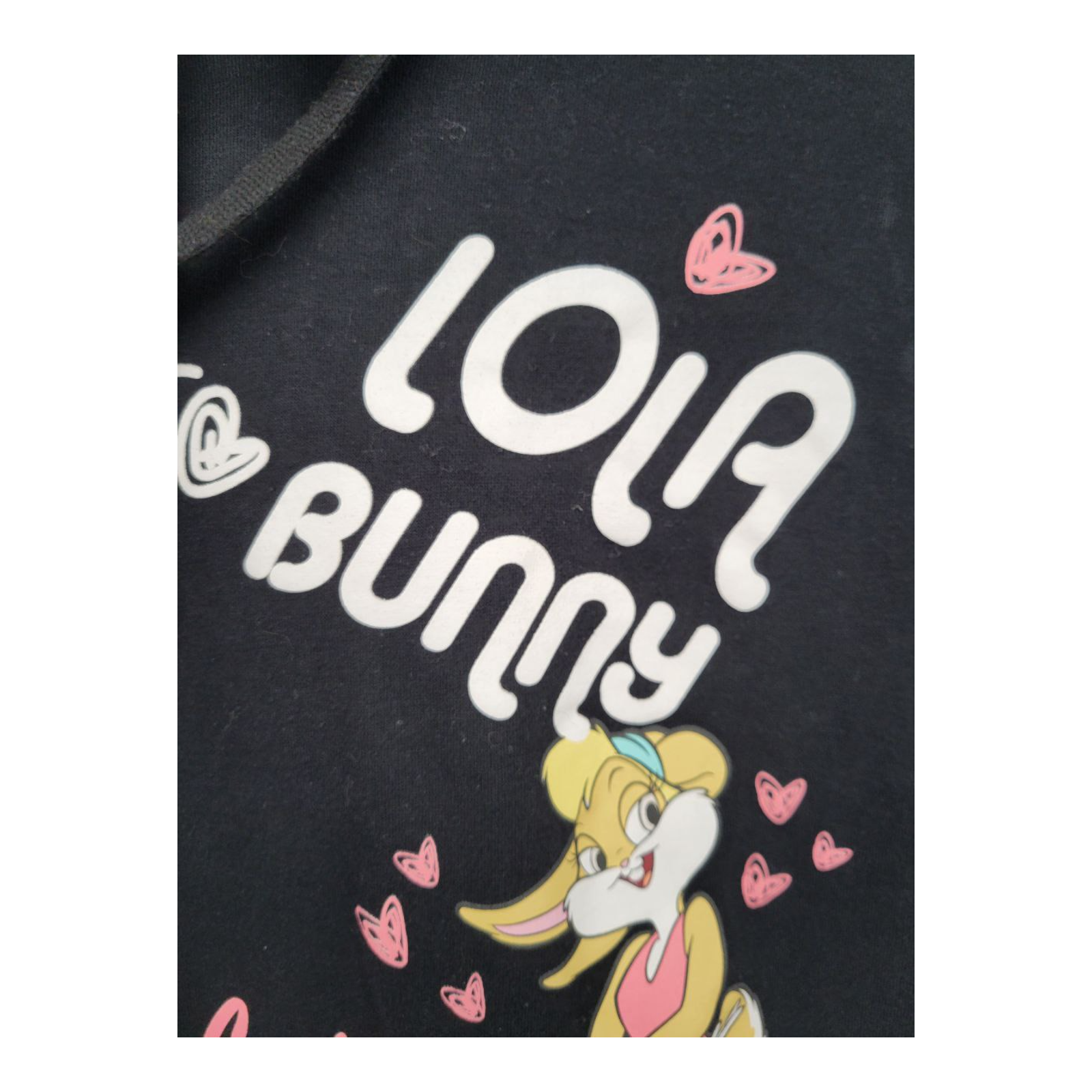 Looney Tunes Lola Bunny Hoodie Black Graphic Sweatshirt Womens Size L