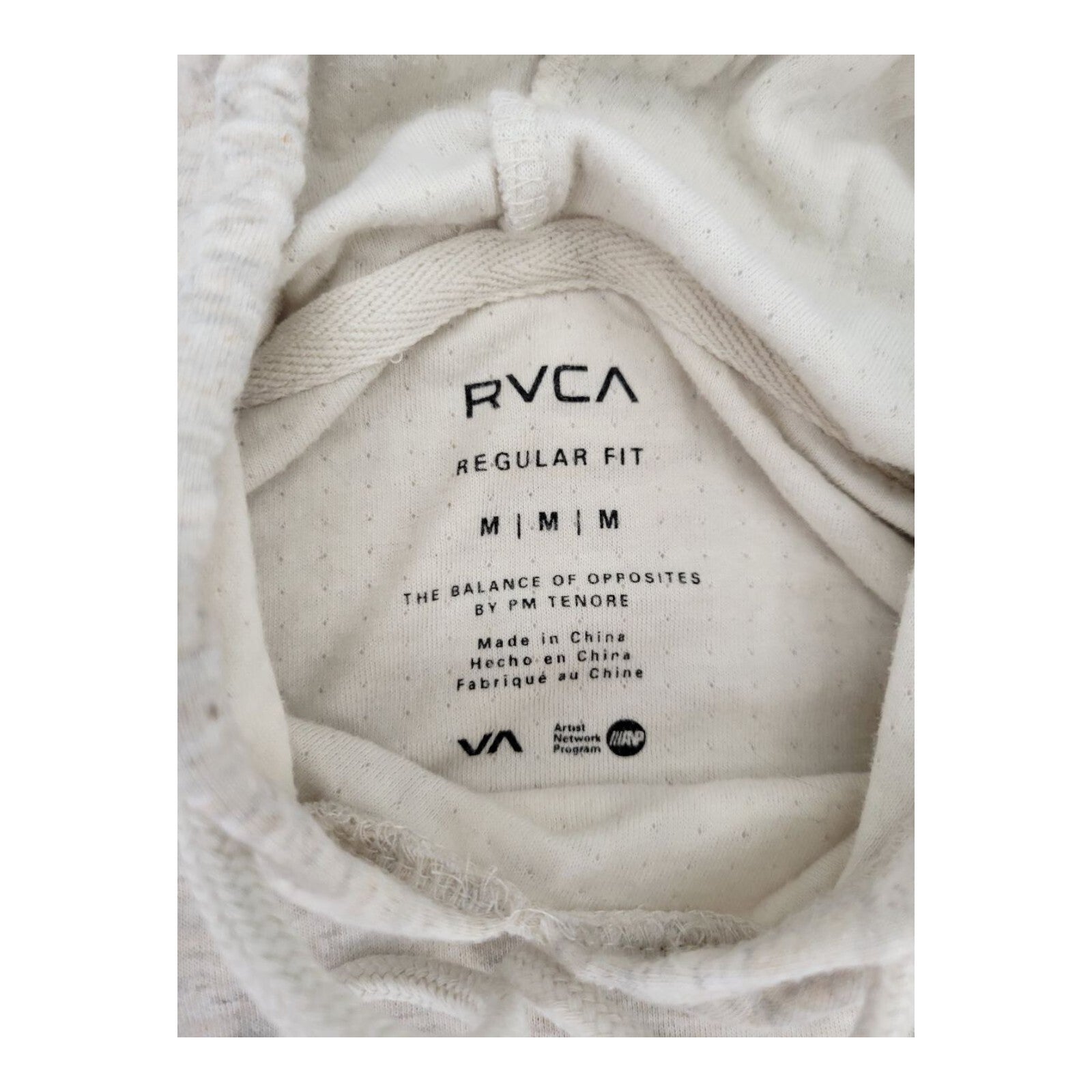 RVCA Beige Pullover Hoodie Mens Lightweight Long Sleeve Pocket Size M