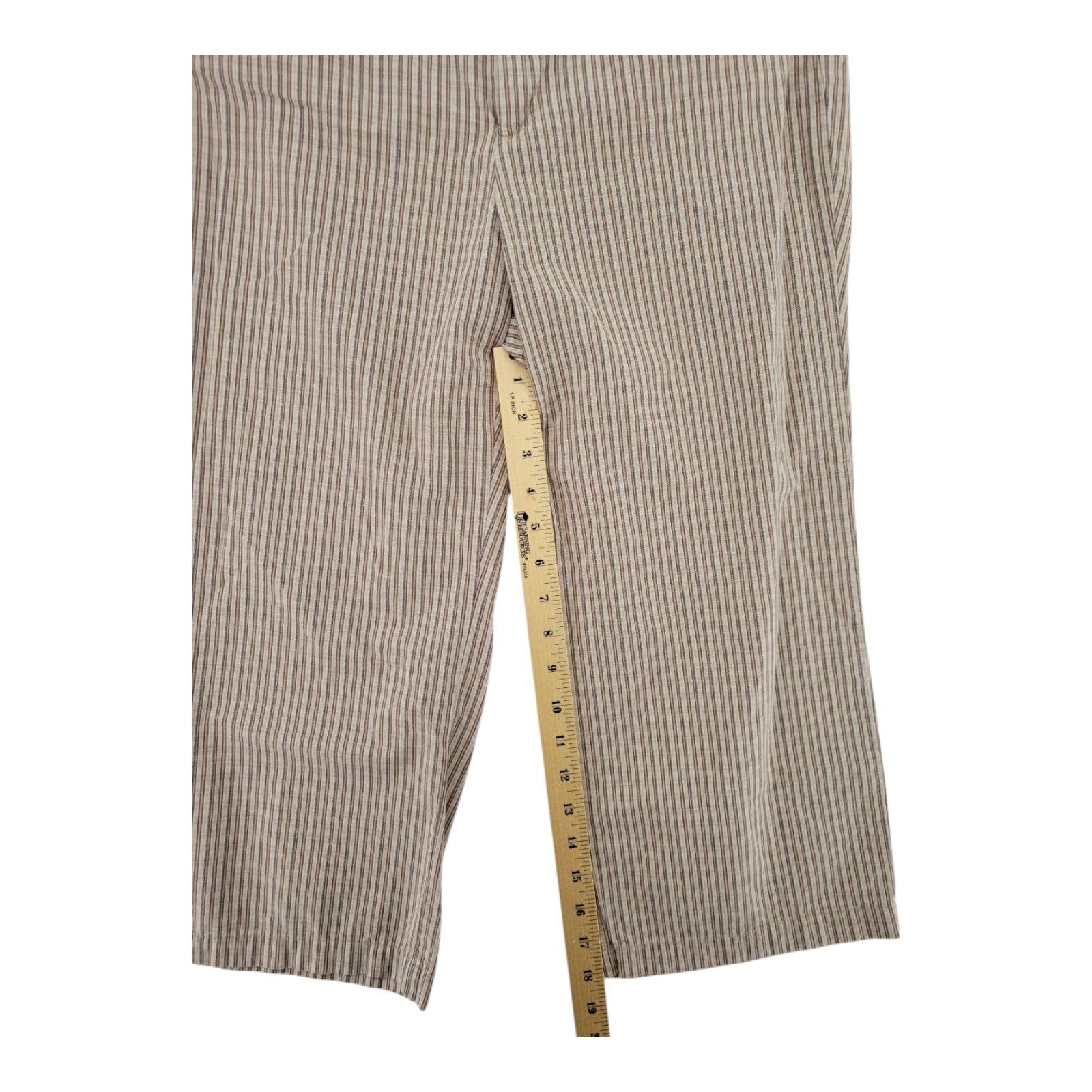 Dockers Ideal Fit Brown Stripe Metro Capri Pants Womens Stretch Size 8
