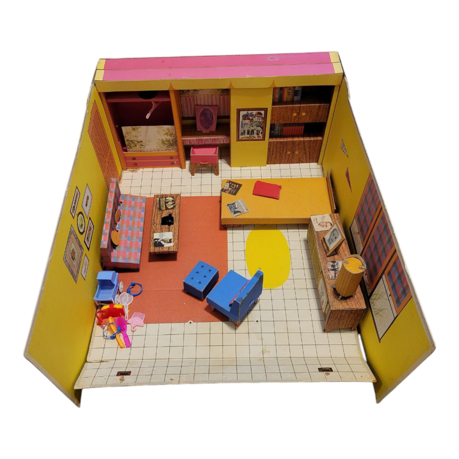 Vintage 1962 Mattel Barbies Dream House Dollhouse with Furniture and Box