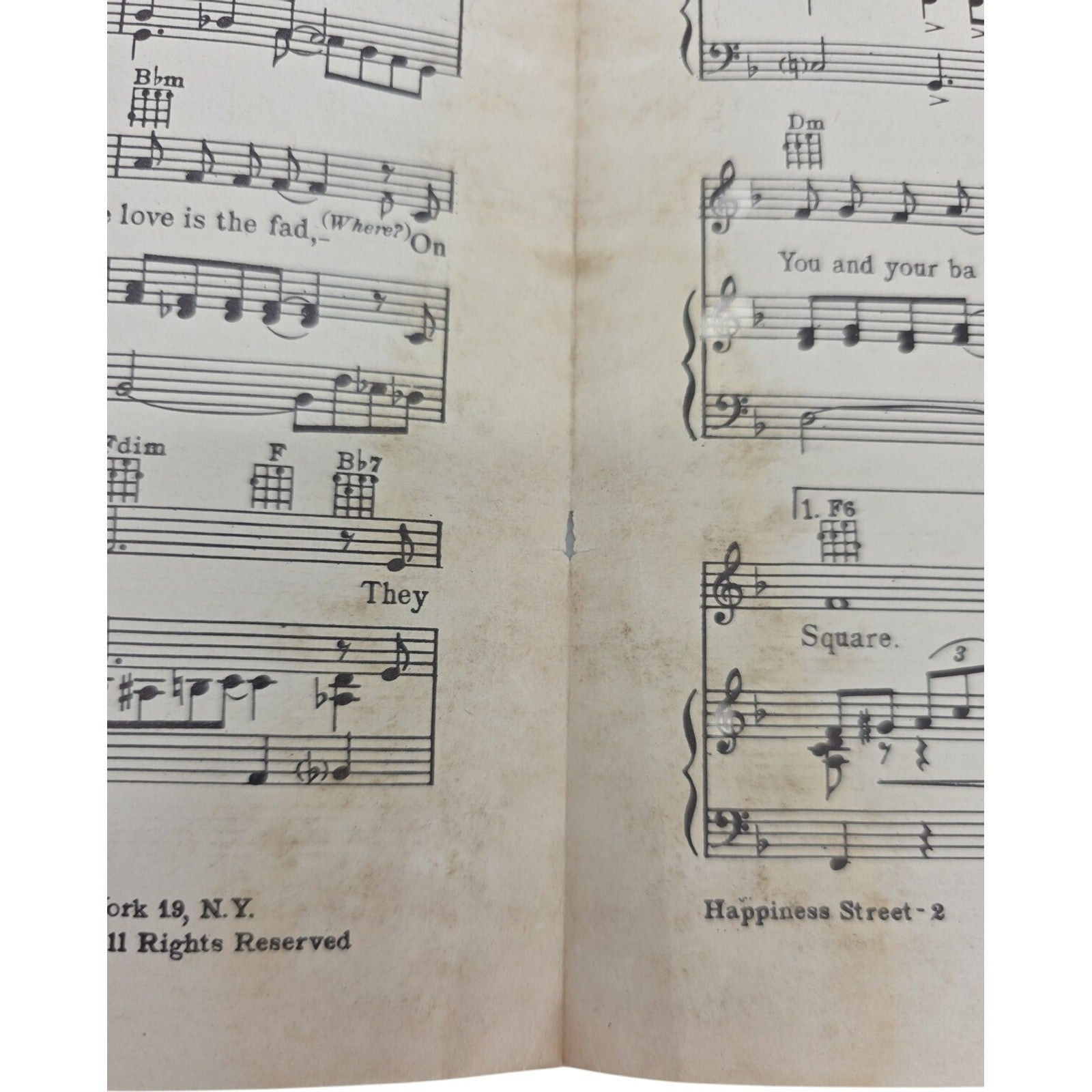 Vintage Sheet Music 1955 Happiness Streetby Mack Wolfson and Edward R. White