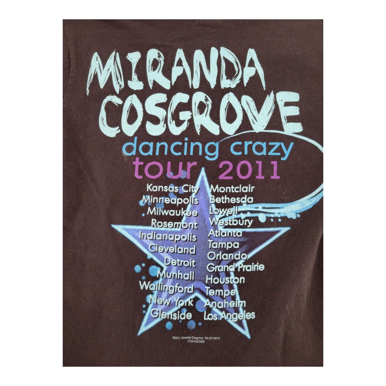 Anvil Miranda Cosgrove Dancing Crazy Tour 2011 Concert T-Shirt Black Youth M