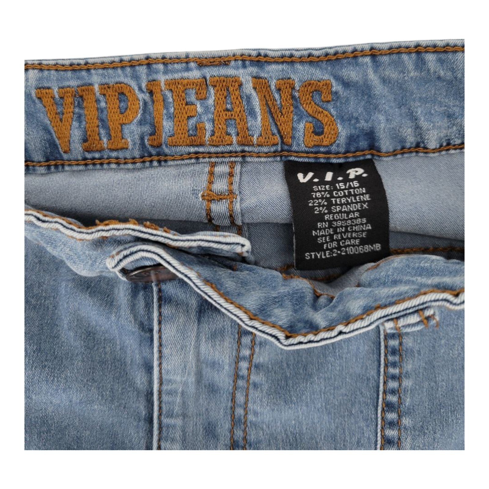 VIP Jeans Light Wash Denim Cargo Jogger Pants Womens Elastic Cuff Size 15/16