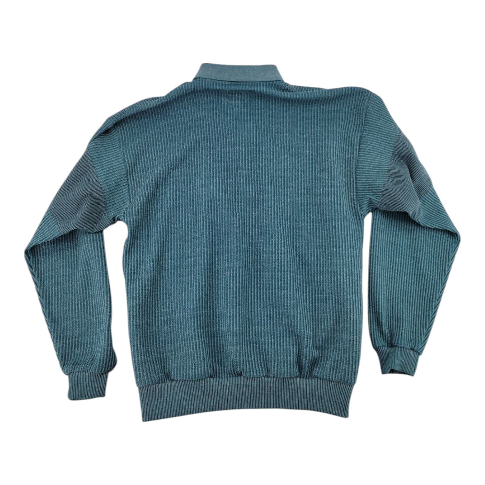 Huk-A-Poo Mens Ribbed Pullover Sweater Teal Blue Long Sleeve Size M