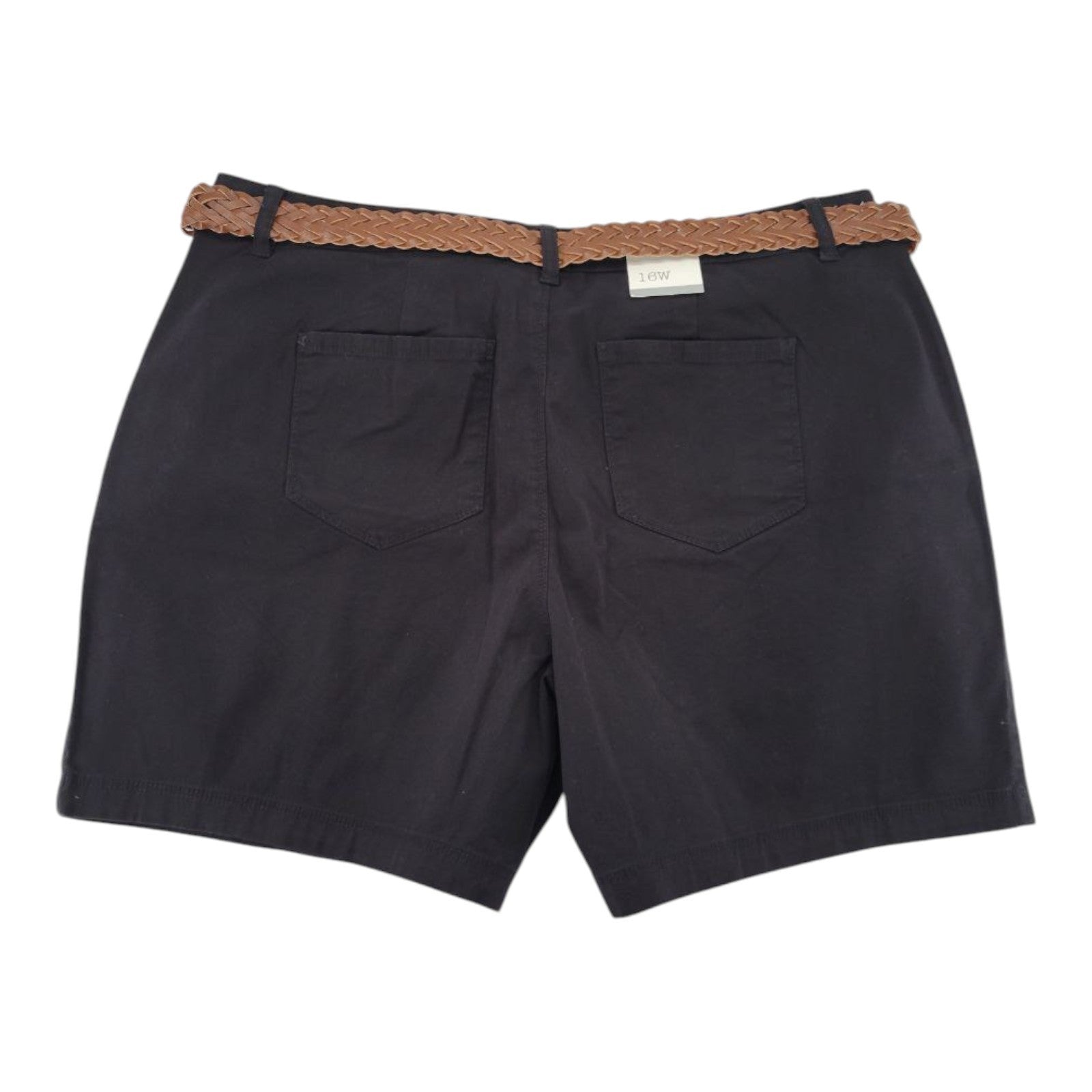 NEW Style & Co Women's Plus Mid Rise Bermuda Belted Shorts Black Size 16W