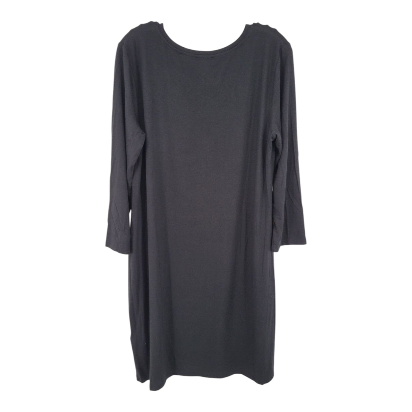 Daily Ritual Women's Black Midi Dress 3/4 Sleeve Soft Stretch Pullover XL