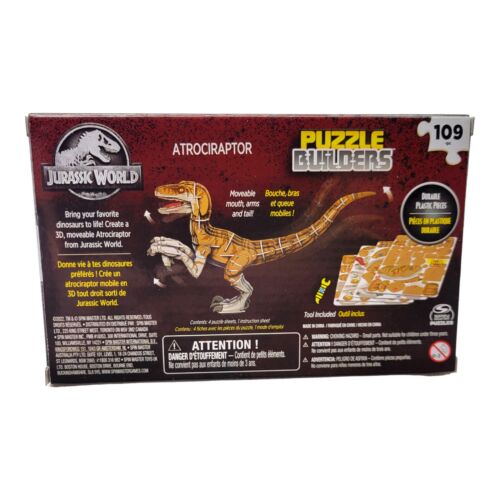 Spin Master Jurassic World Atrociraptor Dinosaur 3D Puzzle Builders 109 Pieces