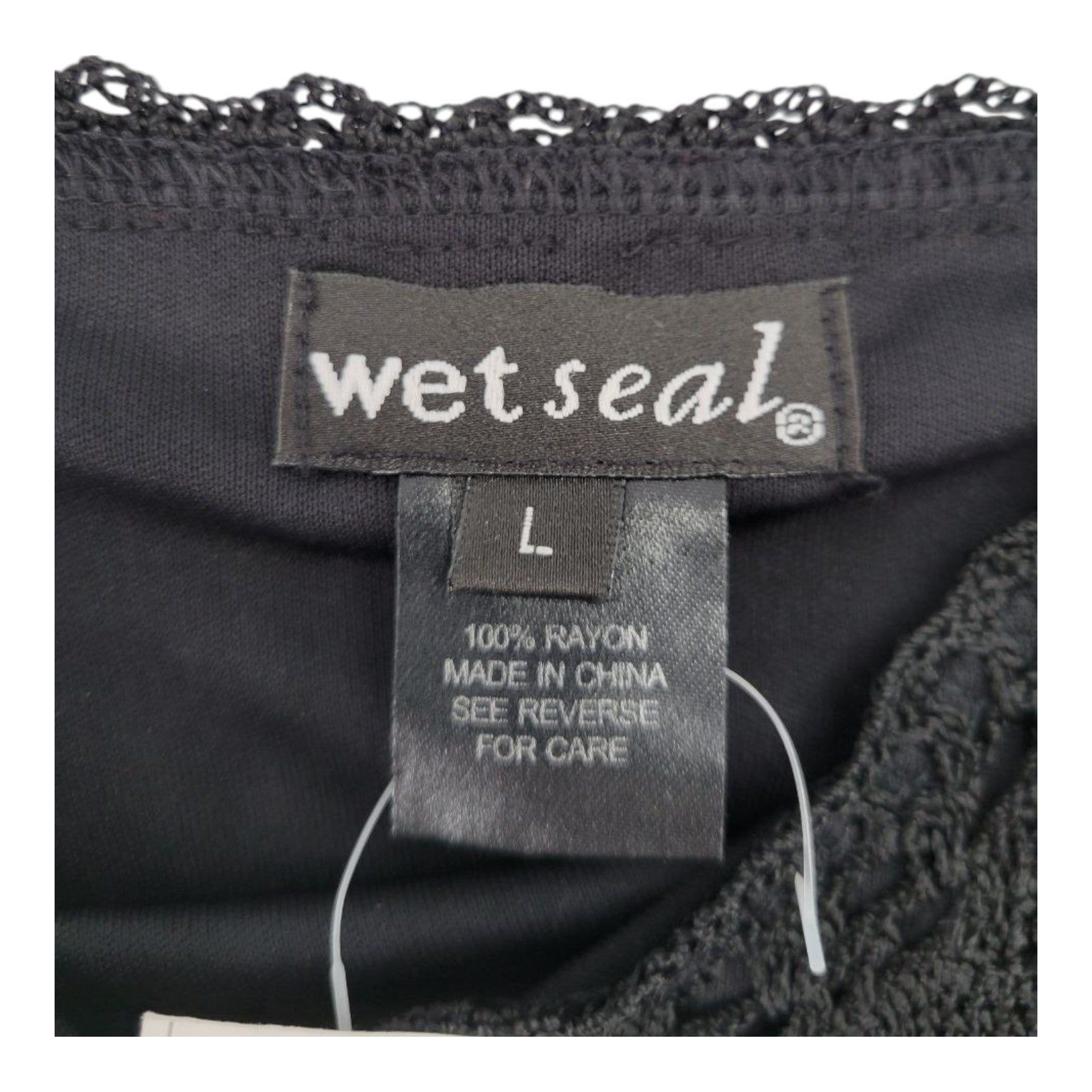 Wet Seal Black Crochet Lace Tank Top Floral Embroidered Lined Sleeveless L