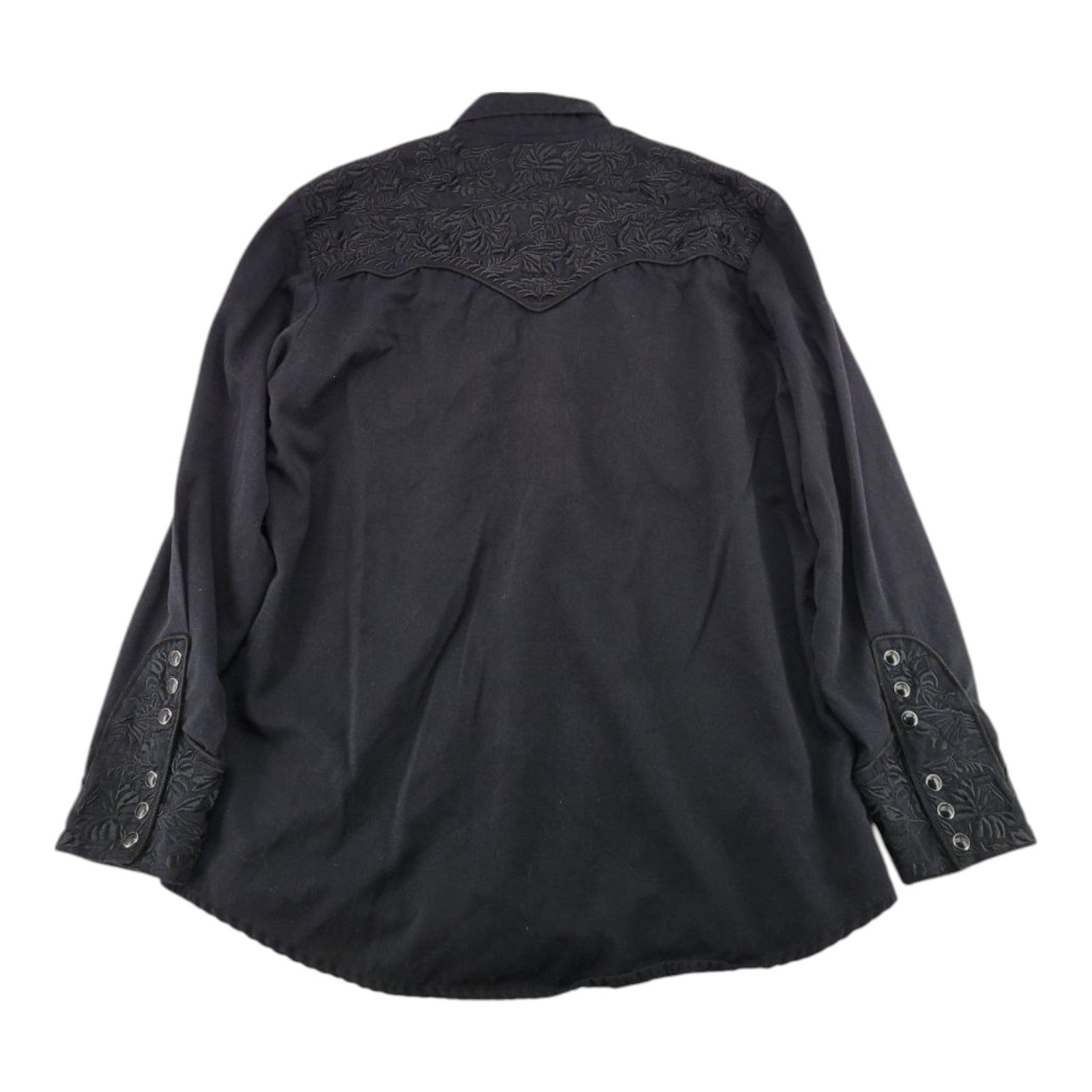 Scully Men's Western Shirt Black XL Embroidered Pearl Snaps Long Sleeve