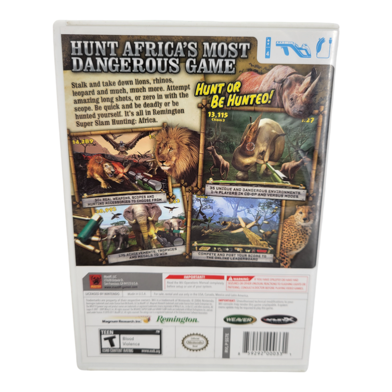 Nintendo Wii Remington Super Slam Hunting Africa 2010 Game