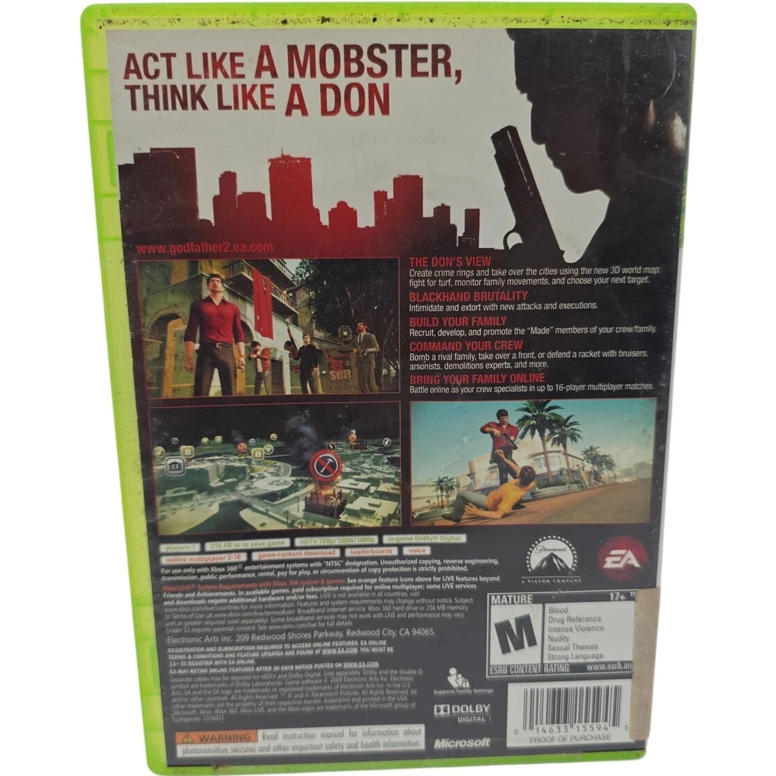 The Godfather II Microsoft Xbox 360 Game - No Manual