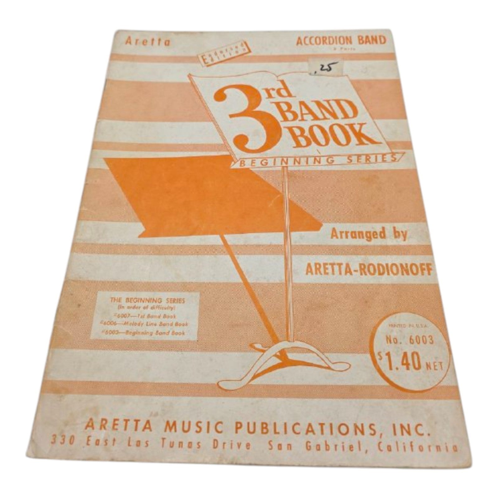 Aretta Accordion Band 3rd Band Book Beginning Series Music Sheet 1957
