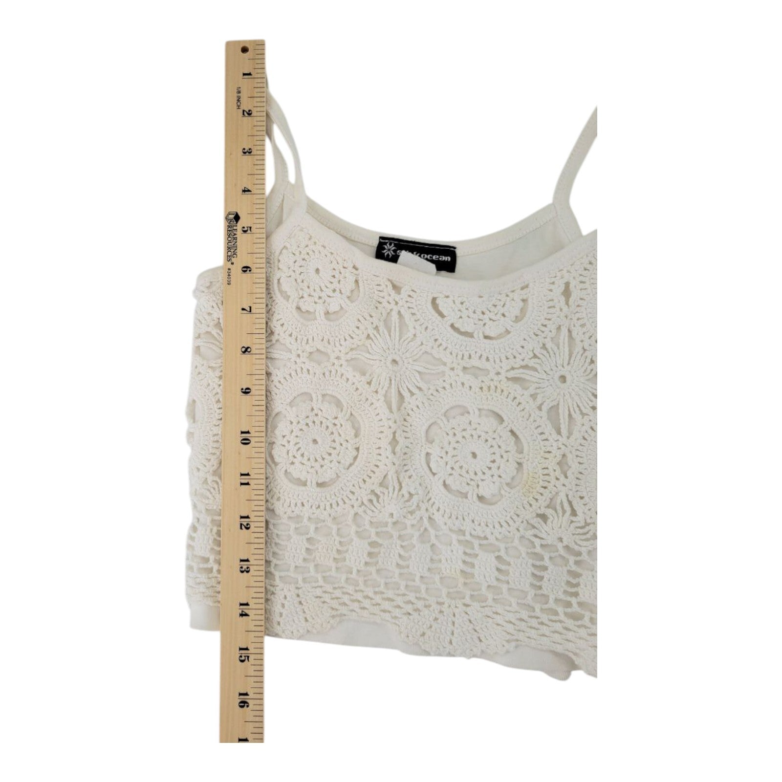 5th & Ocean Ivory Crochet Lace Crop Tank Top Womens Size Medium