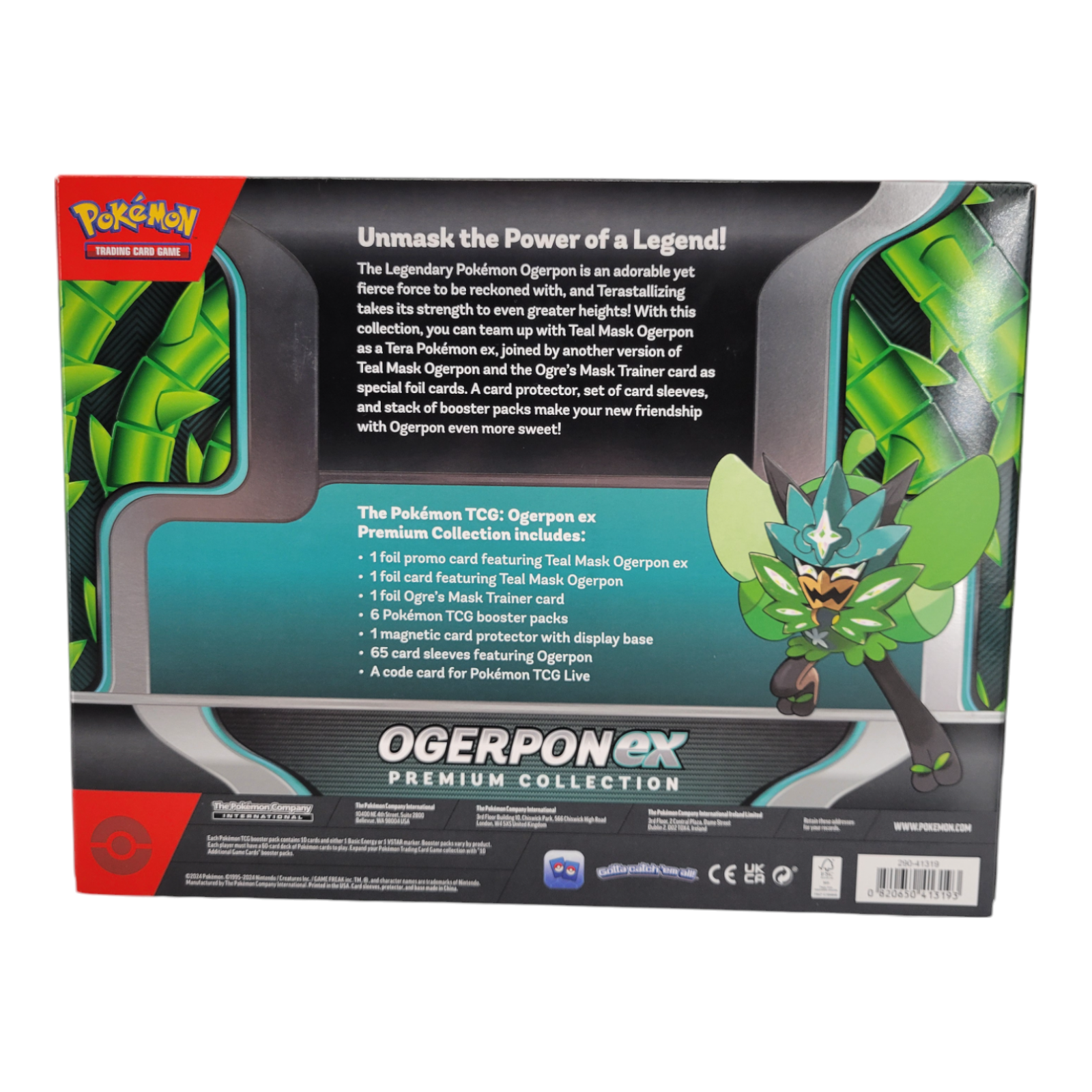 Pokémon TCG Ogerpon ex Premium Collection Box 3 Foil Promo Cards 6 Booster Packs