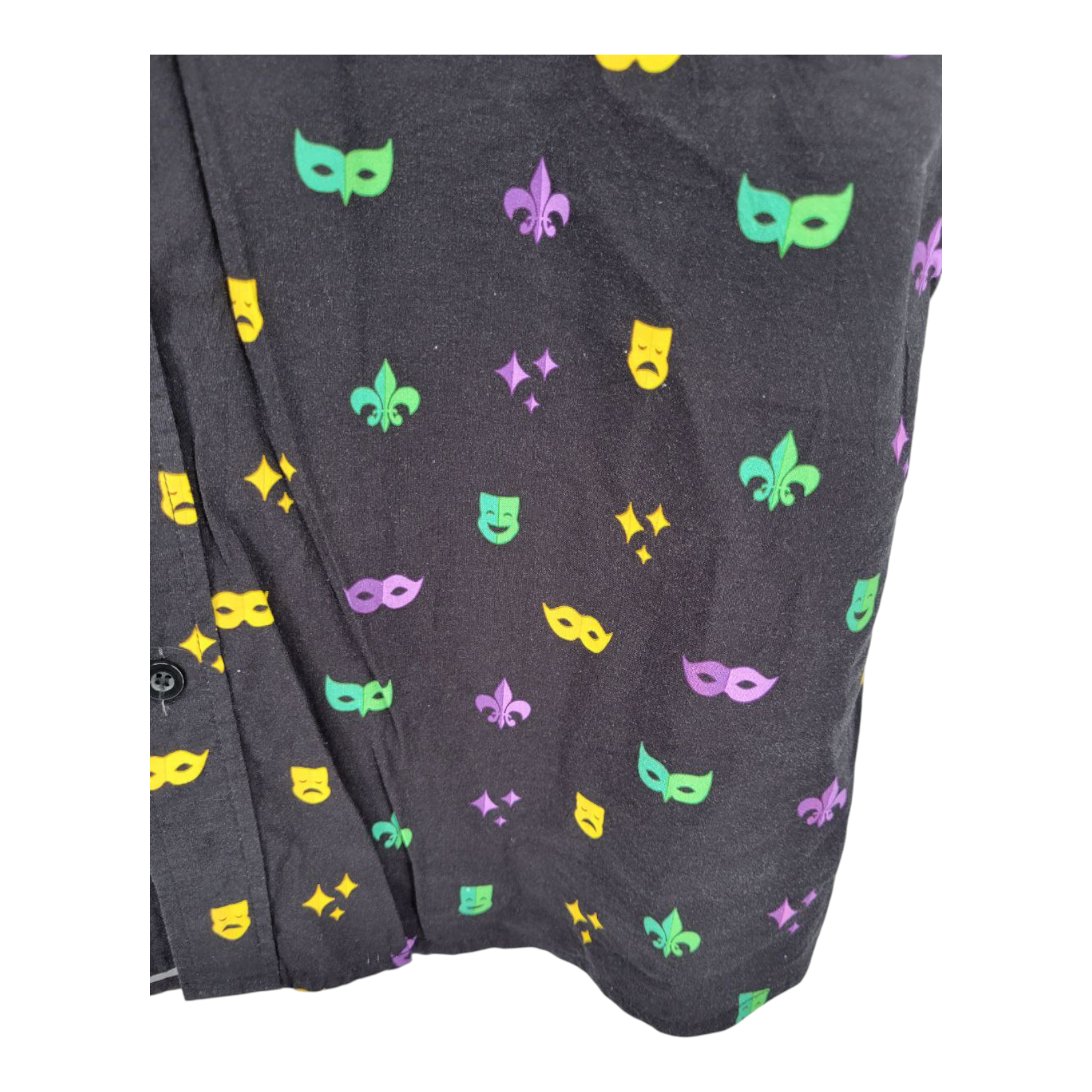Tipsy Elves Mardi Gras Mens Masquerade Black Short Sleeve Button Up Shirt M