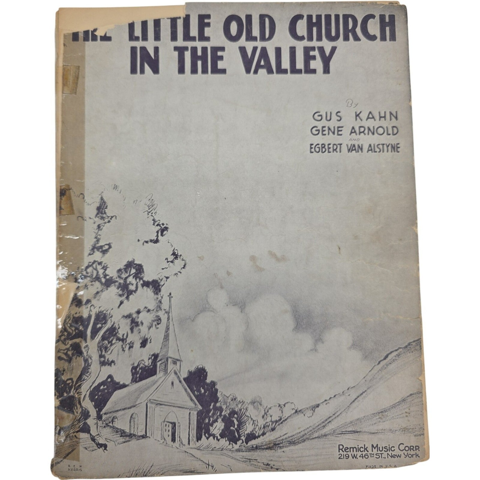Vintage 1931 Sheet Music The Little Old Church In The Valley