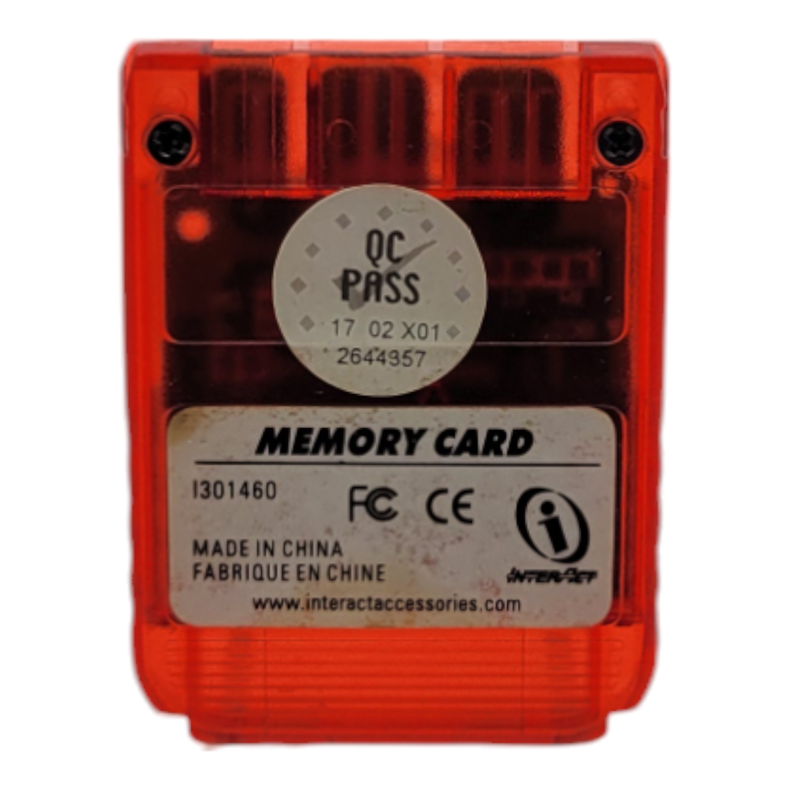 InterAct PS1 Memory Card Sony PlayStation 1 PS One Red Transparent