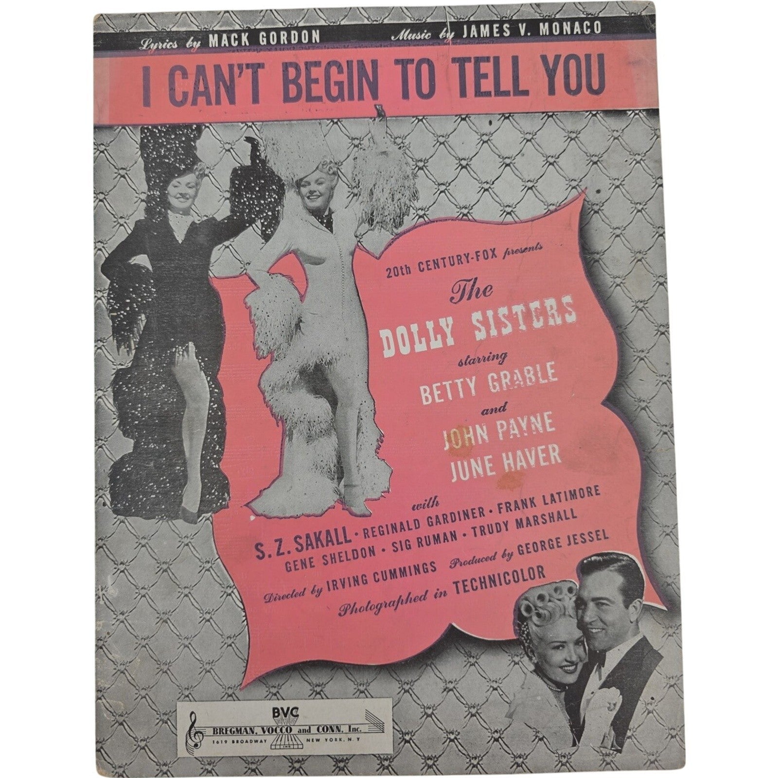 I Can’t Begin to Tell You Sheet Music from The Dolly Sisters 20th Century Fox