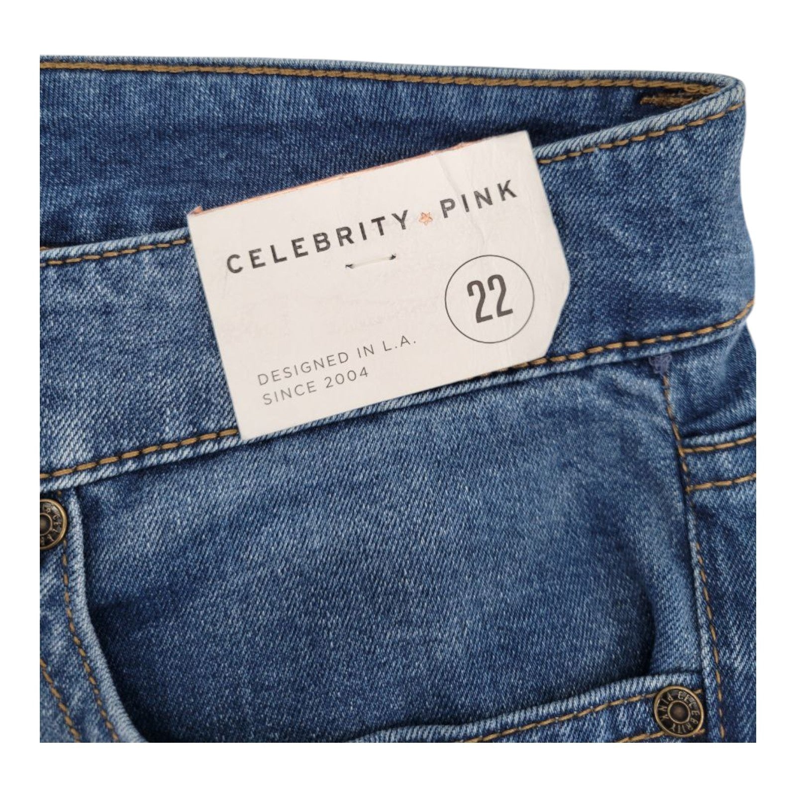 Celebrity Pink Women's Jean Shorts 22 Blue 5" Inseam Frayed Hem Denim