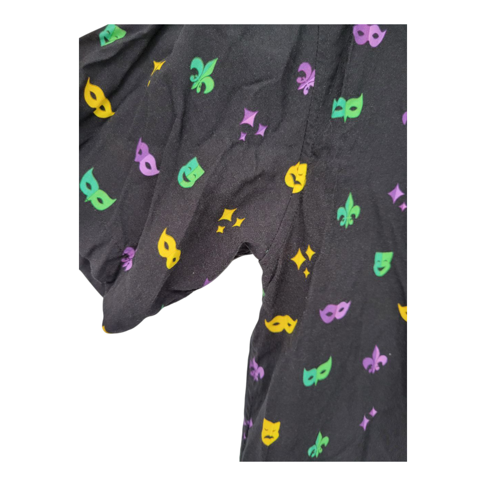 Tipsy Elves Mardi Gras Mens Masquerade Black Short Sleeve Button Up Shirt M