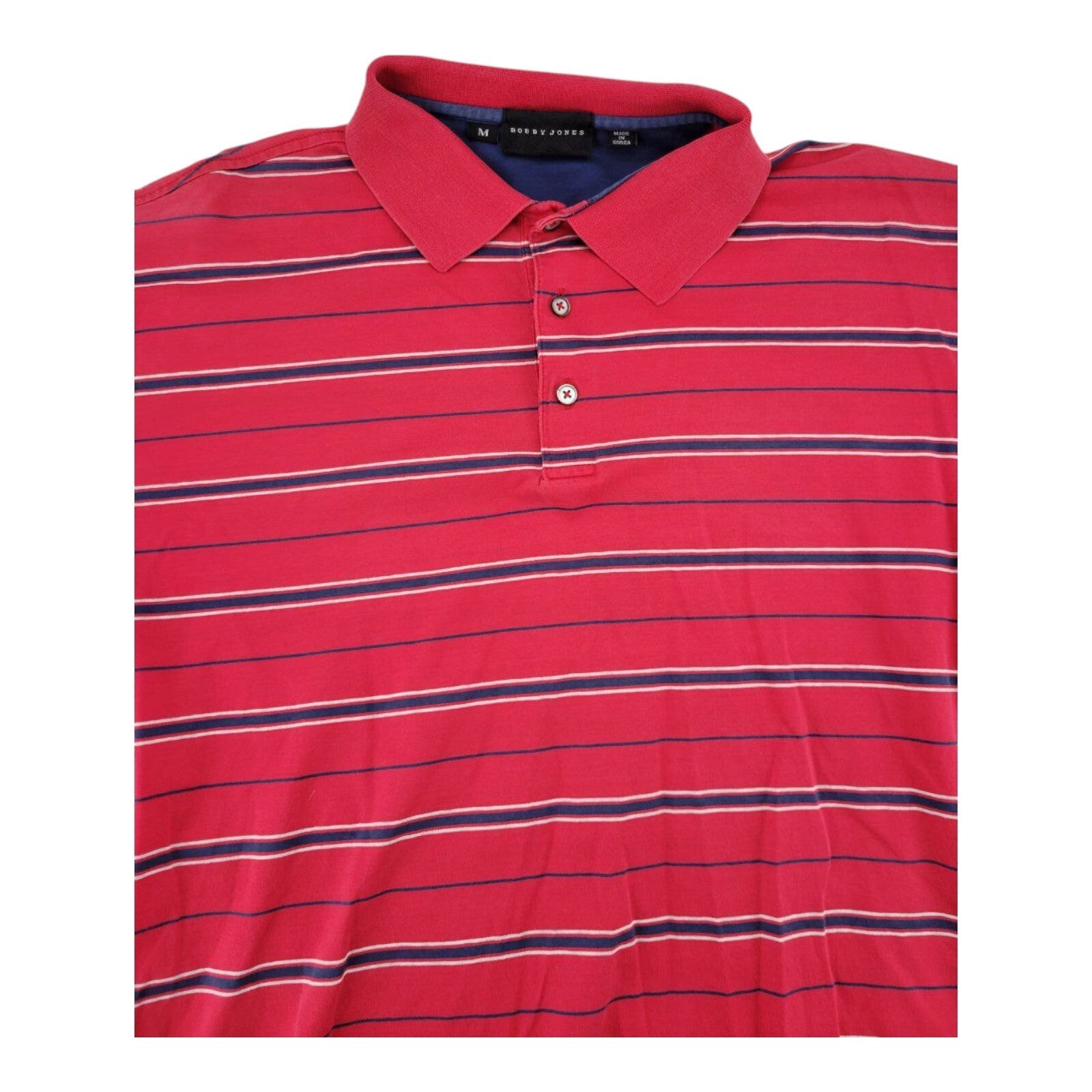 Bobby Jones Red Navy Striped Polo Shirt Mens Size M