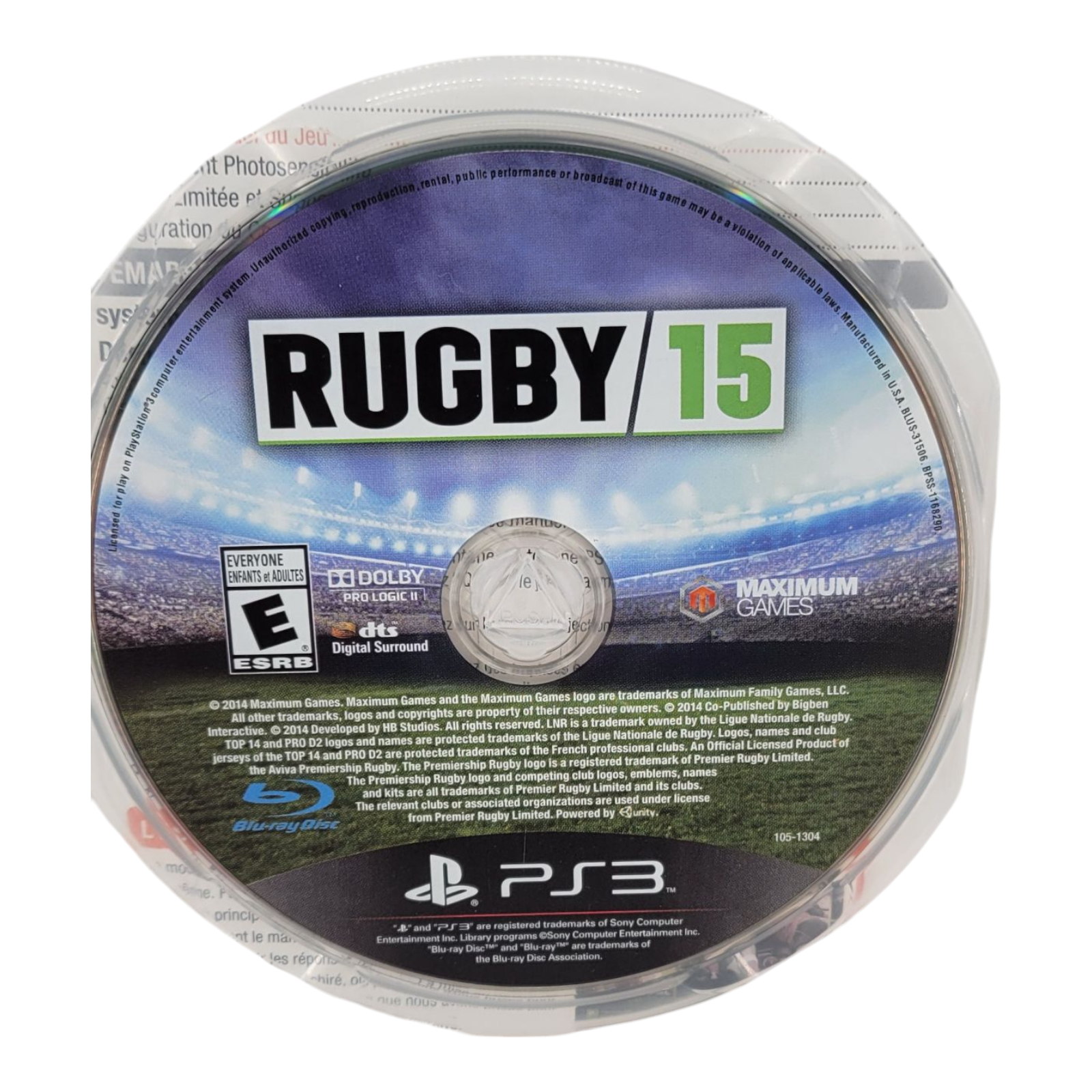 Maximum Games Rugby 15 PlayStation 3 PS3 2014 Game