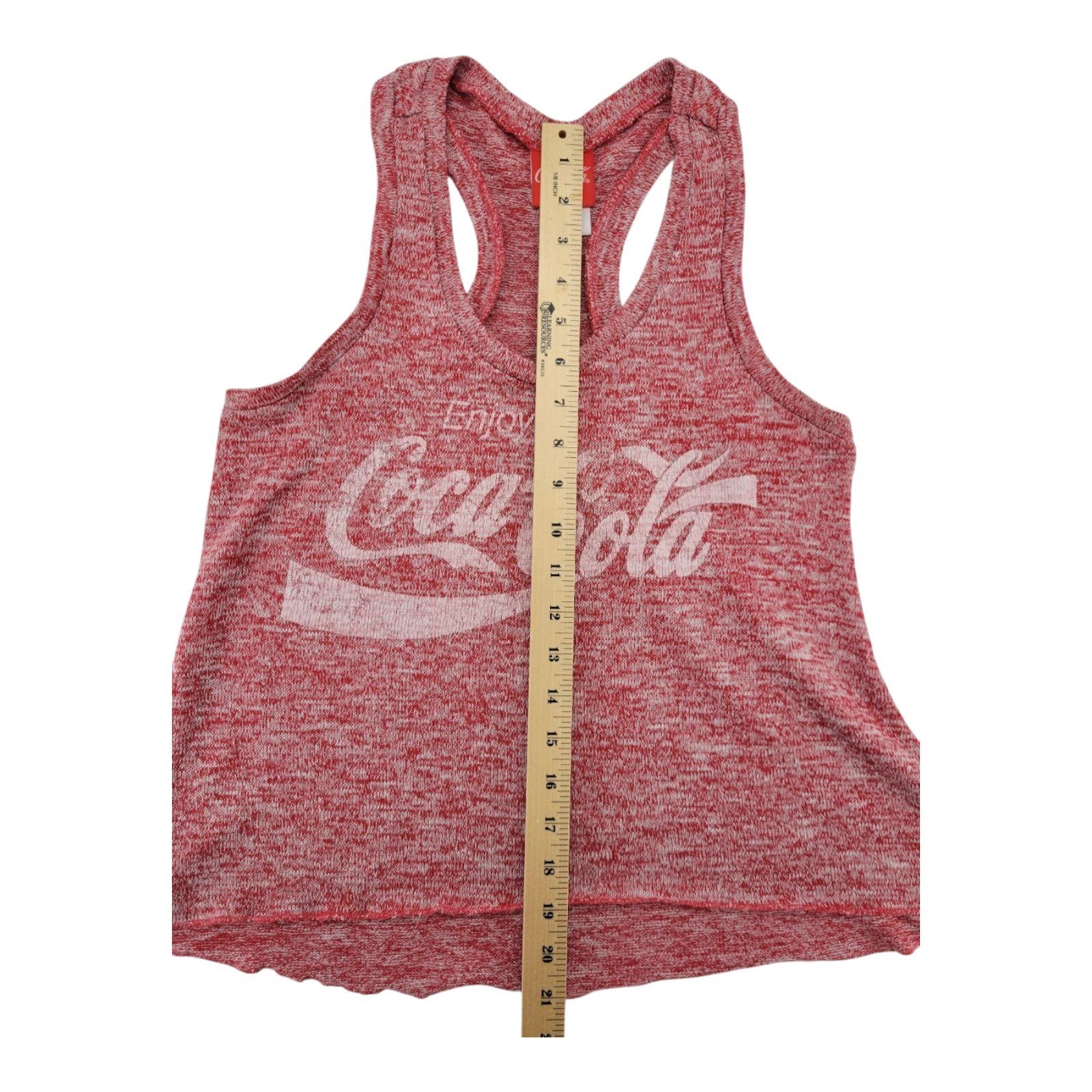 Coca-Cola Women's Red Heathered Racerback Tank Top Graphic Enjoy Logo Size M