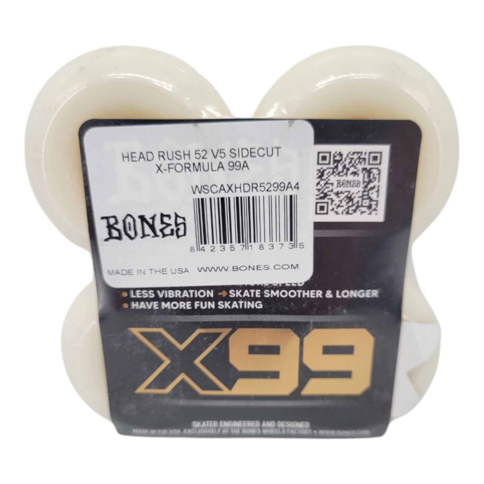 Bones X-Formula X99 Head Rush V5 Sidecut 52mm 99A Skateboard Wheels Set of 4