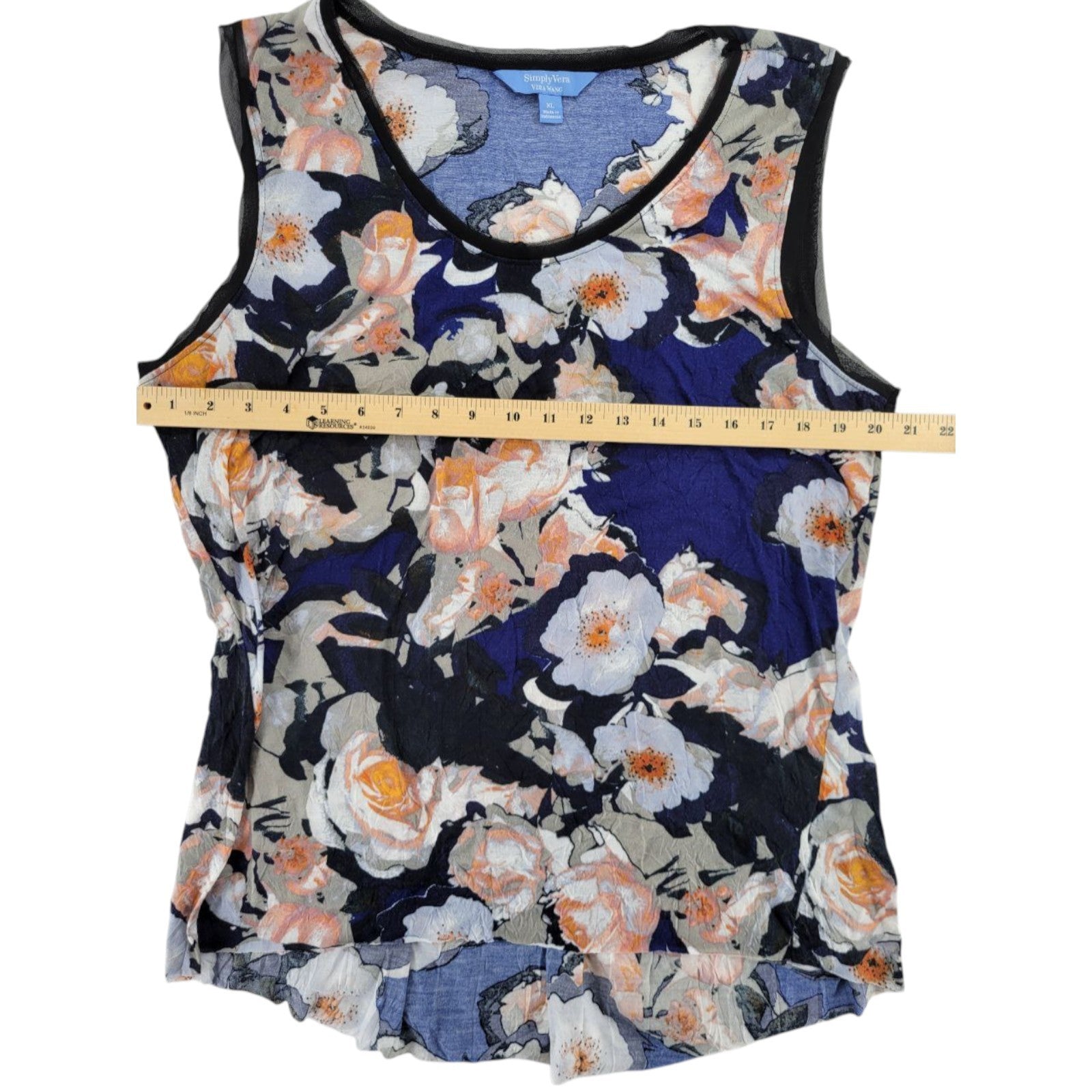 Simply Vera Vera Wang Sleeveless Floral Tunic Blouse Women's XL