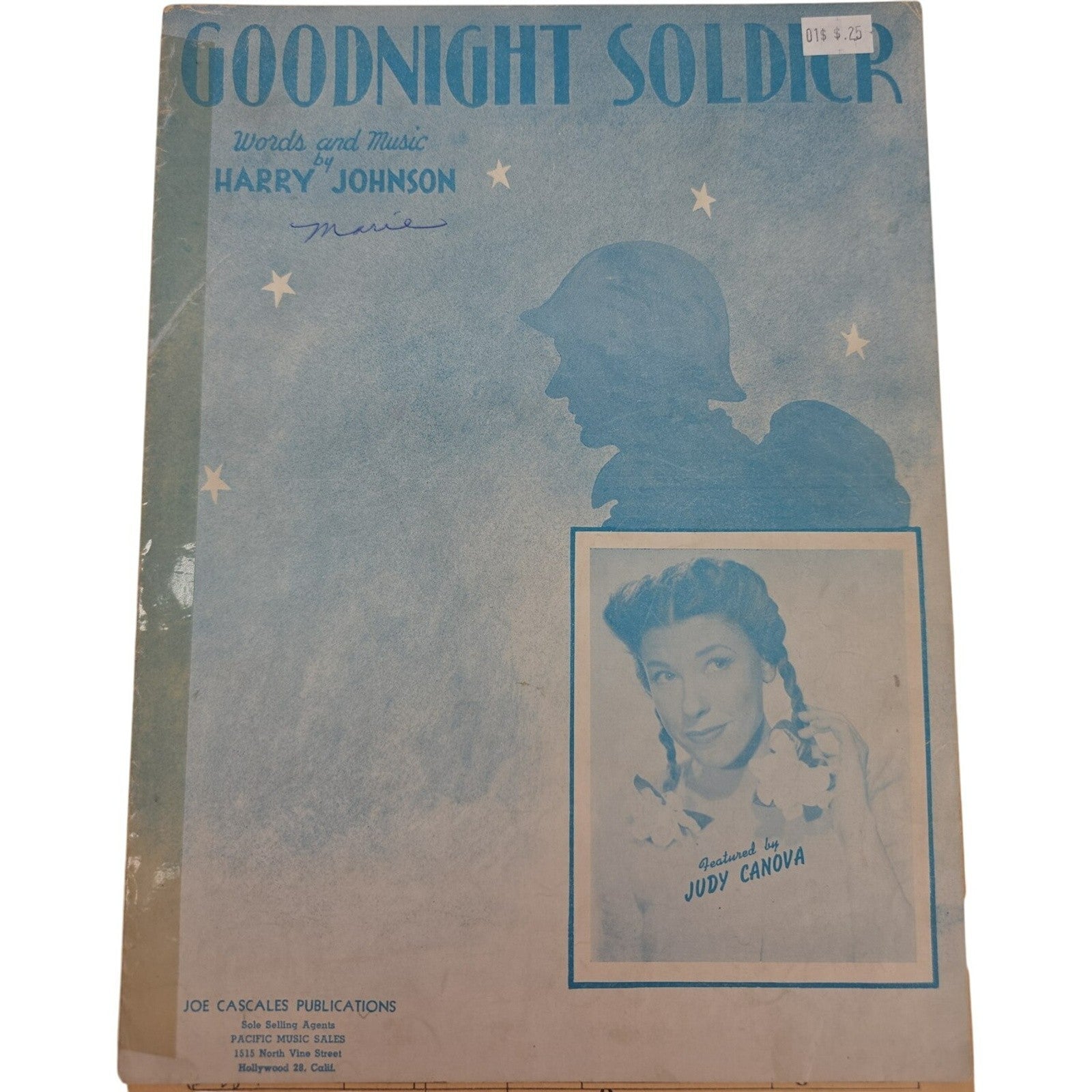 Vintage 1943 Sheet Music Goodnight Soldier by Harry Johnson