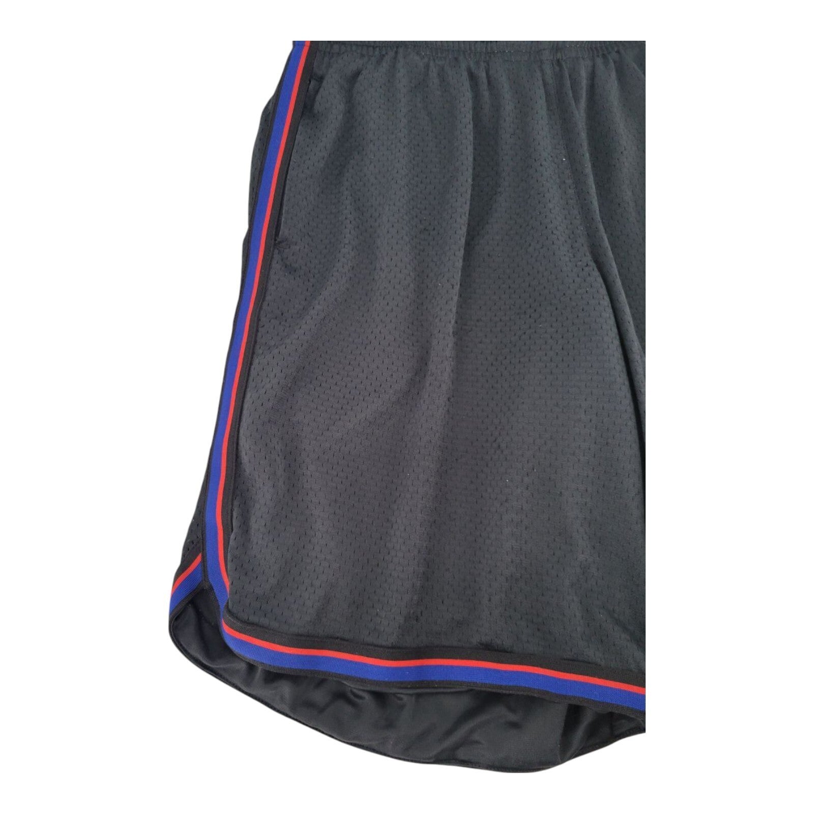 Champion Black Mesh Athletic Shorts Red Blue Trim Elastic Waist Size Large