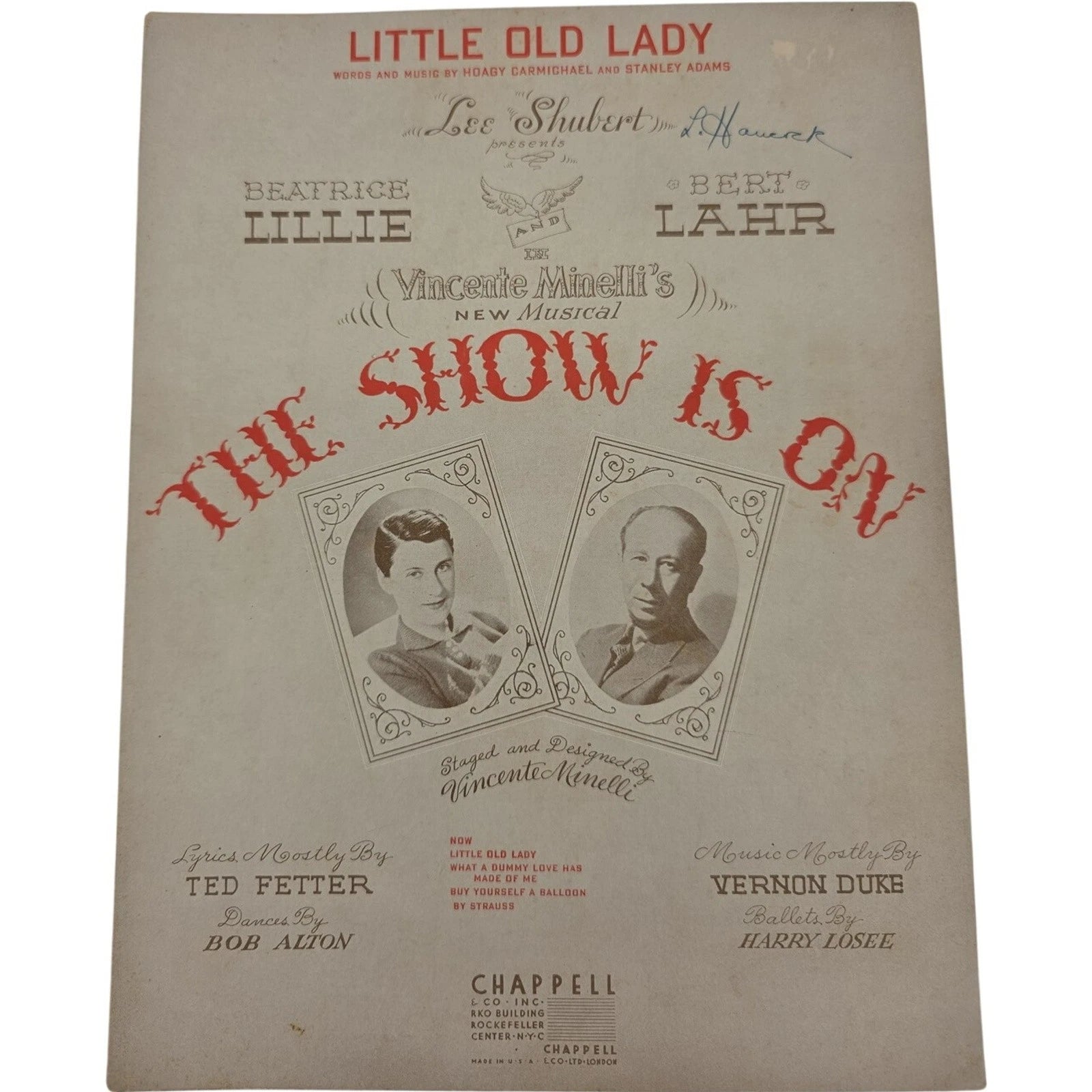 Vintage 1936 Sheet Music Little Old Lady From The Show is On by Ted Fetter