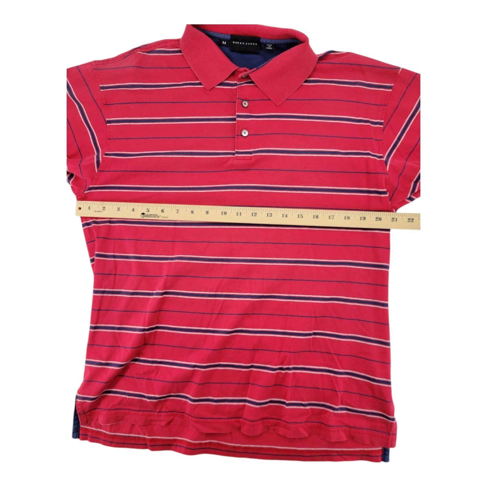 Bobby Jones Red Navy Striped Polo Shirt Mens Size M