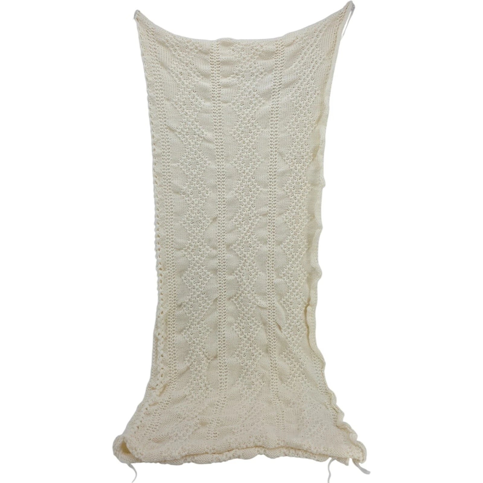 Hand Knit 50 x 52 in Long Cream / Off-White Knitting / crochet Project