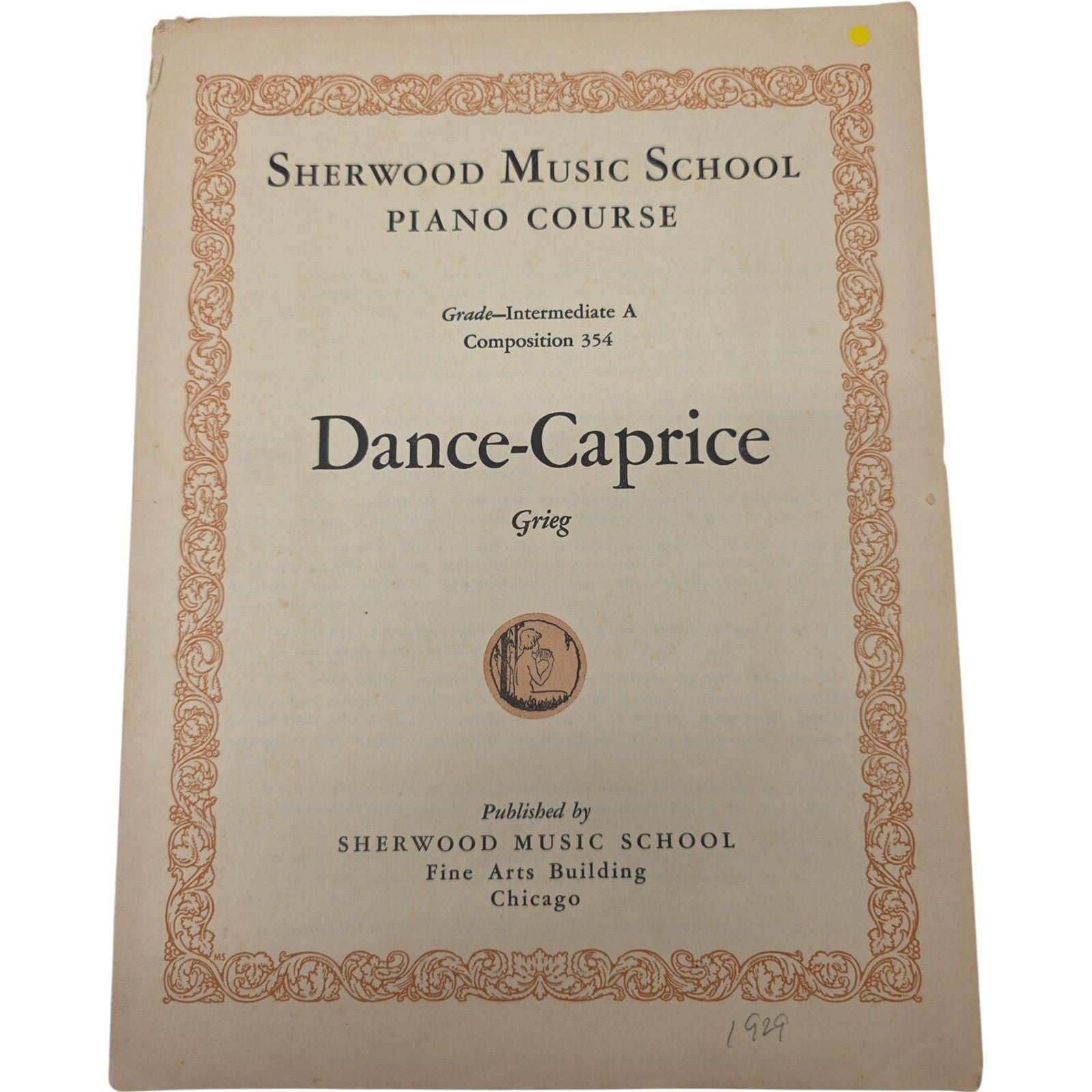 Sherwood Music School Dance Caprice Sheet Music 1929 by Edvard Grieg