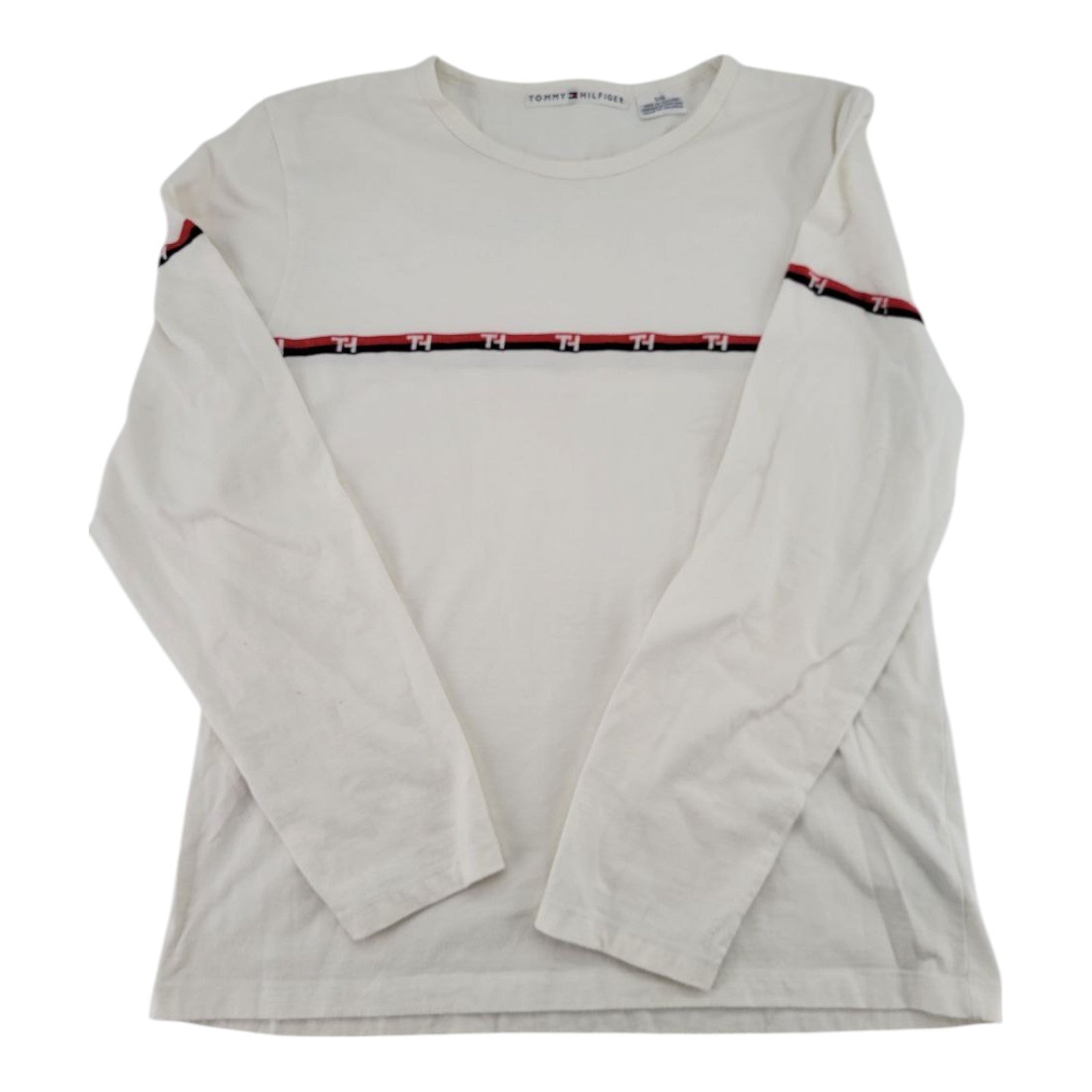Tommy Hilfiger Off White Long Sleeve Logo Shirt Mens Size Large
