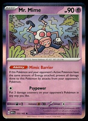 Pokemon 2023 Scarlet & Violet 151 Mr. Mime Rare #122 Near Mint Card