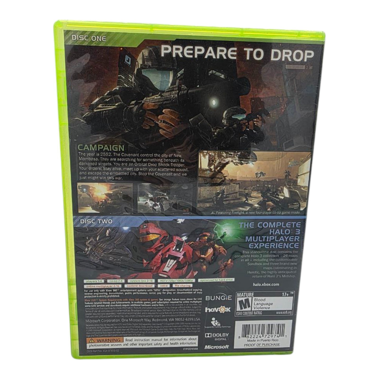 Halo 3: ODST Xbox 360 2009 Complete CIB w/ Manual & 2 Discs Microsoft