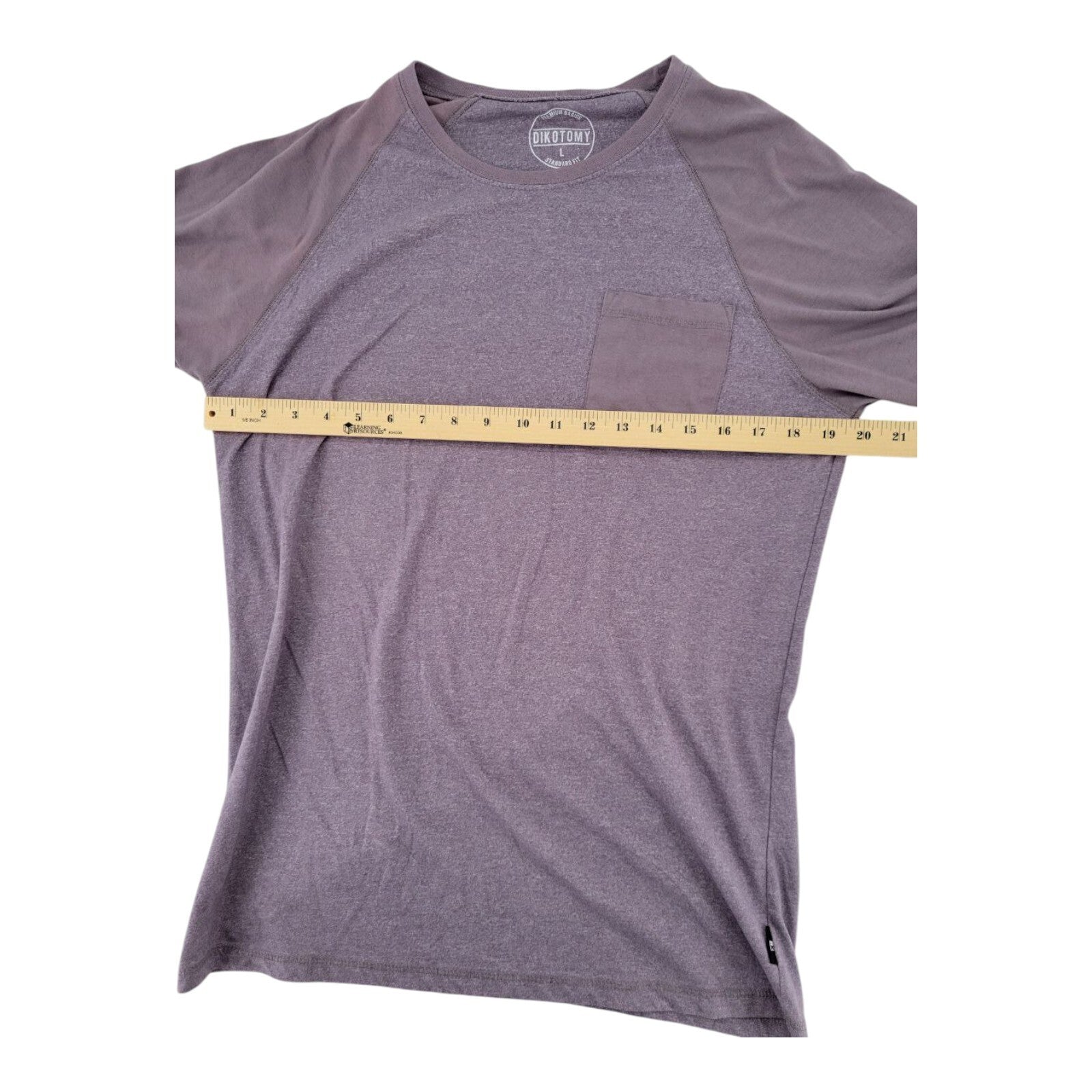 Dikotomy Premium Basics Mens Long Sleeve Pocket T-Shirt Purple Size L