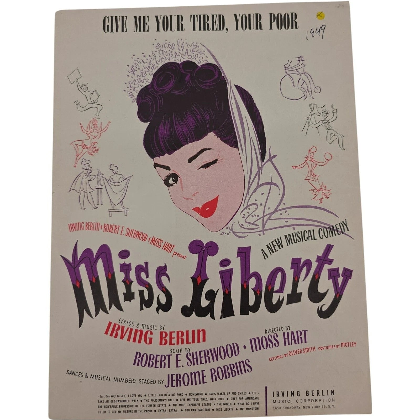 Vintage 1949 Sheet Music Miss Liberty Give Me Your Tired, Your Poor by Sherwood