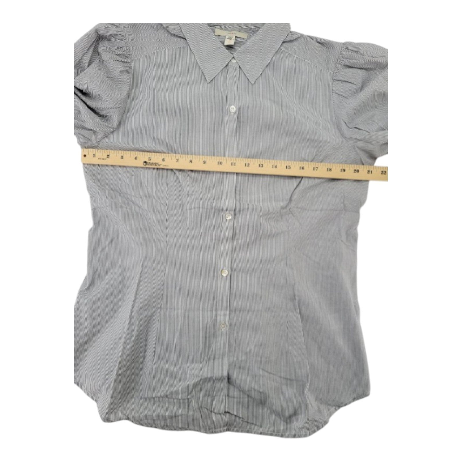 Lark & Ro Women's Black White Striped Button Down Shirt Collared Long Sleeve XL